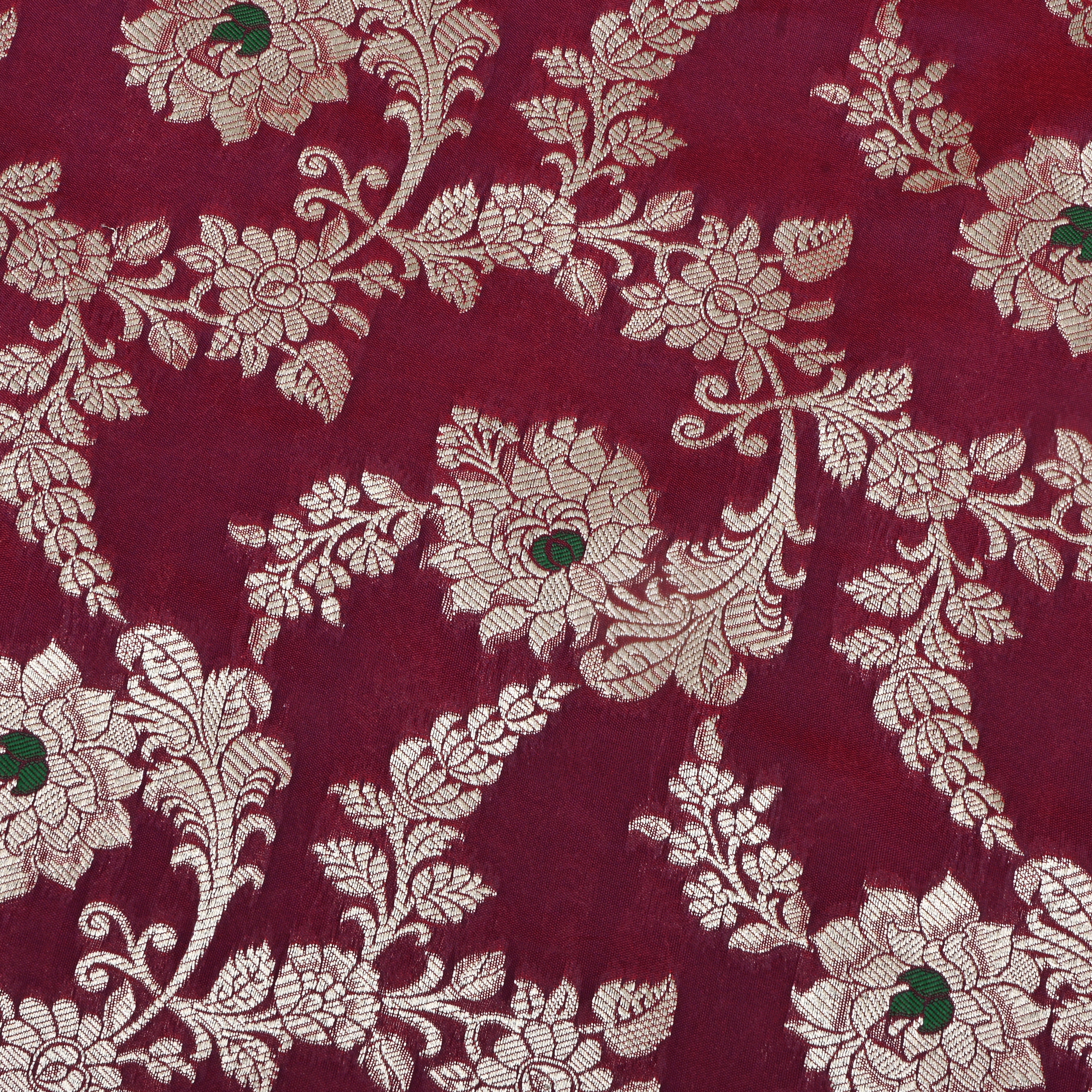 Magenta Purple Banarasi Fabric With Floral Jaal