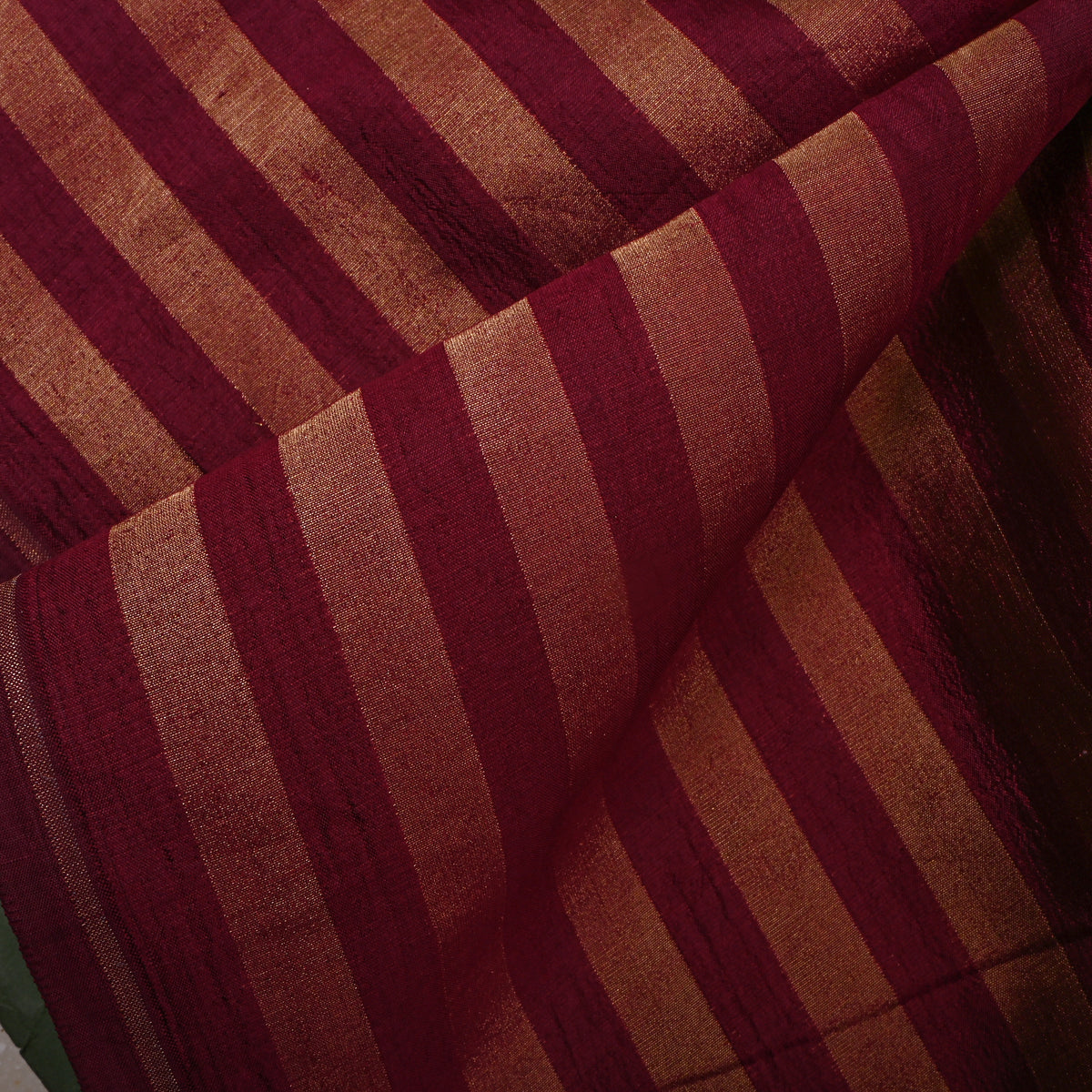 Claret Wine Gold Zari Line Striped Jamawar Silk Fabric