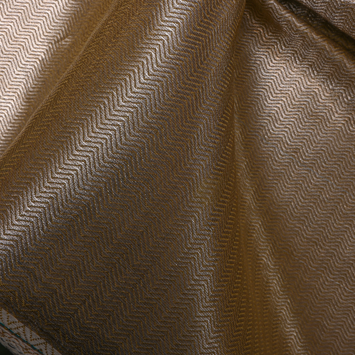 Wheat Gold Chevron Weave Tissue Fabric