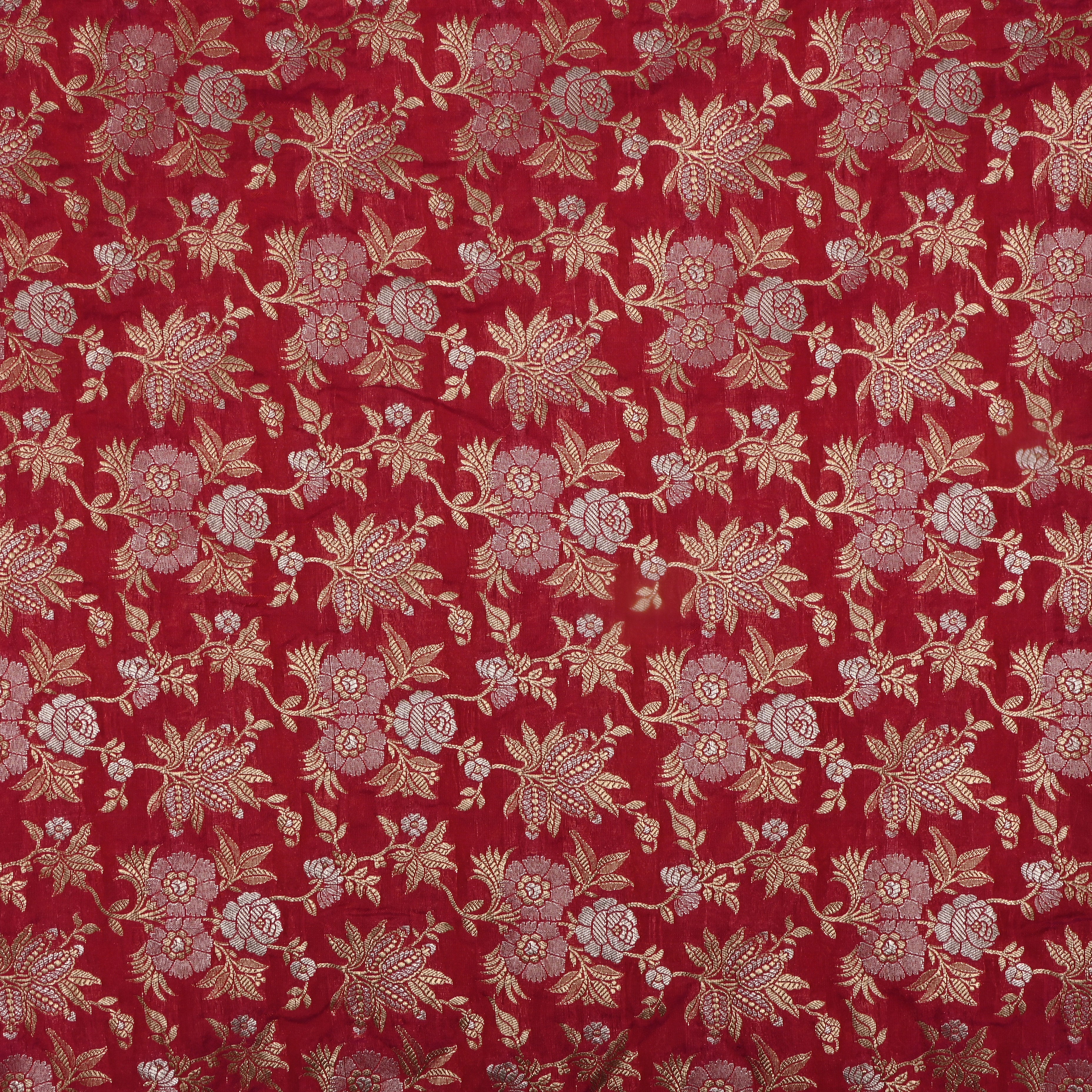 Dark Pink Banaras Fabric With Floral Jaal