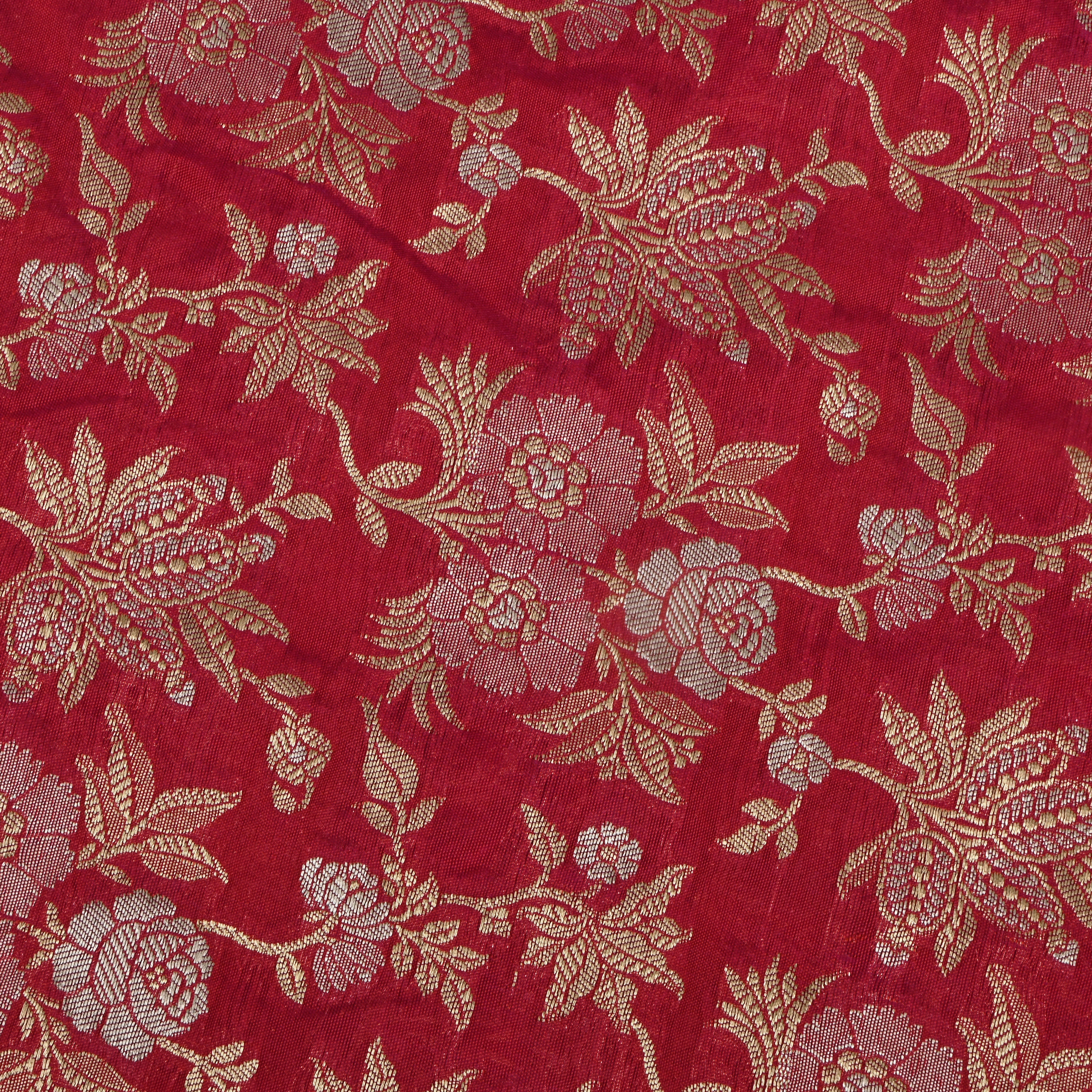 Dark Pink Banaras Fabric With Floral Jaal