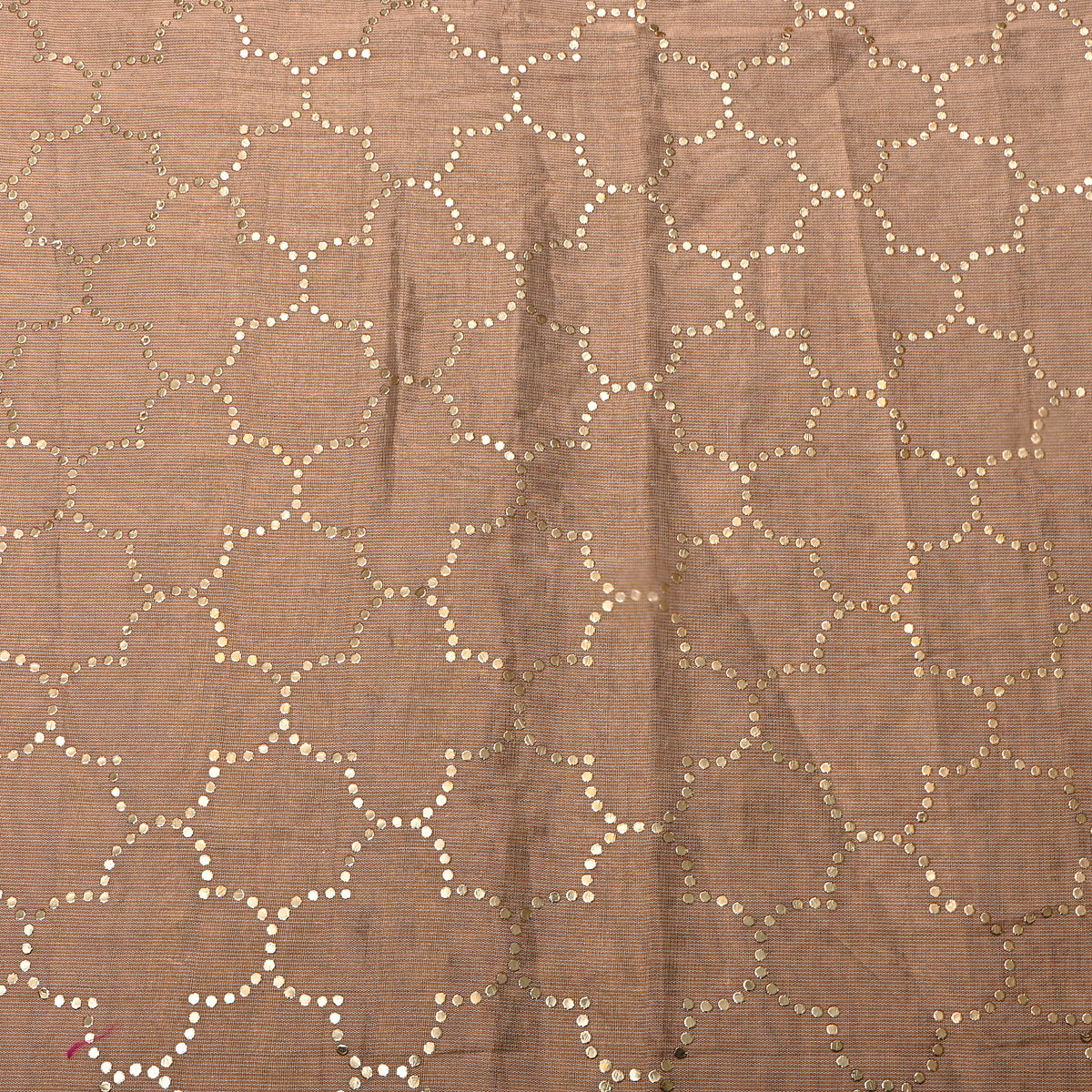 Camel Gold Foil Scallop Geometric Print Kanchi Tissue Fabric