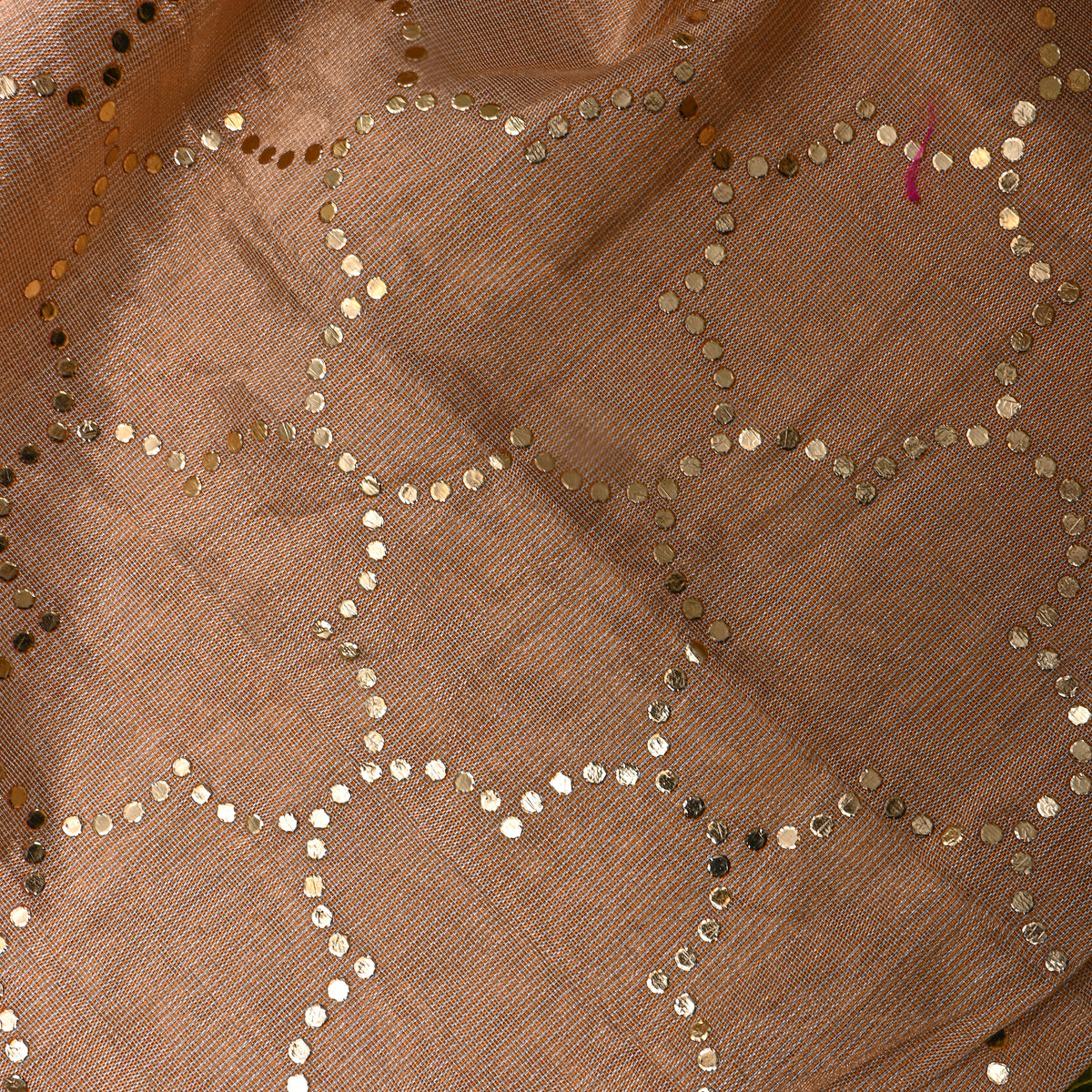 Camel Gold Foil Scallop Geometric Print Kanchi Tissue Fabric