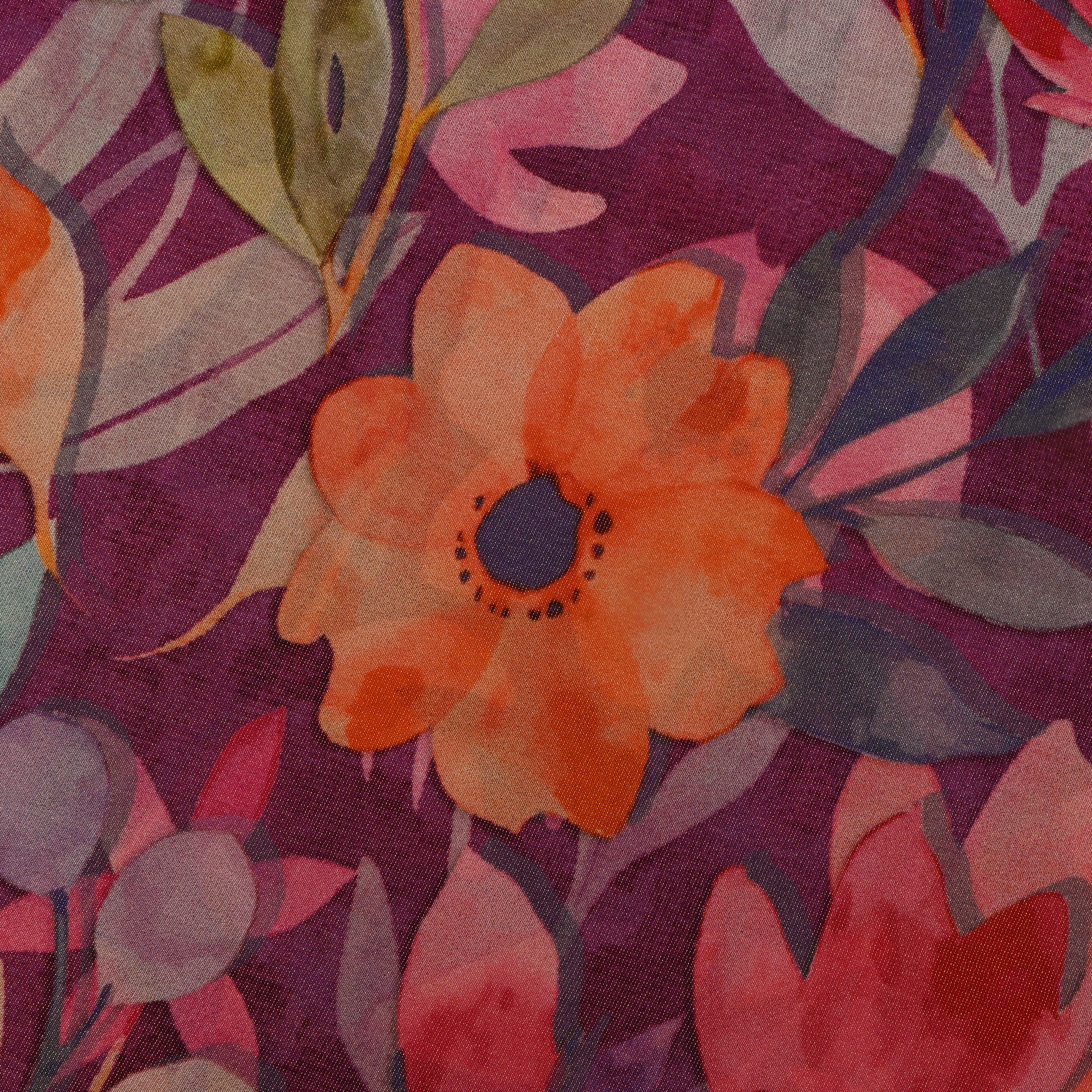 Pink Tussar Fabric Floral Digital Print