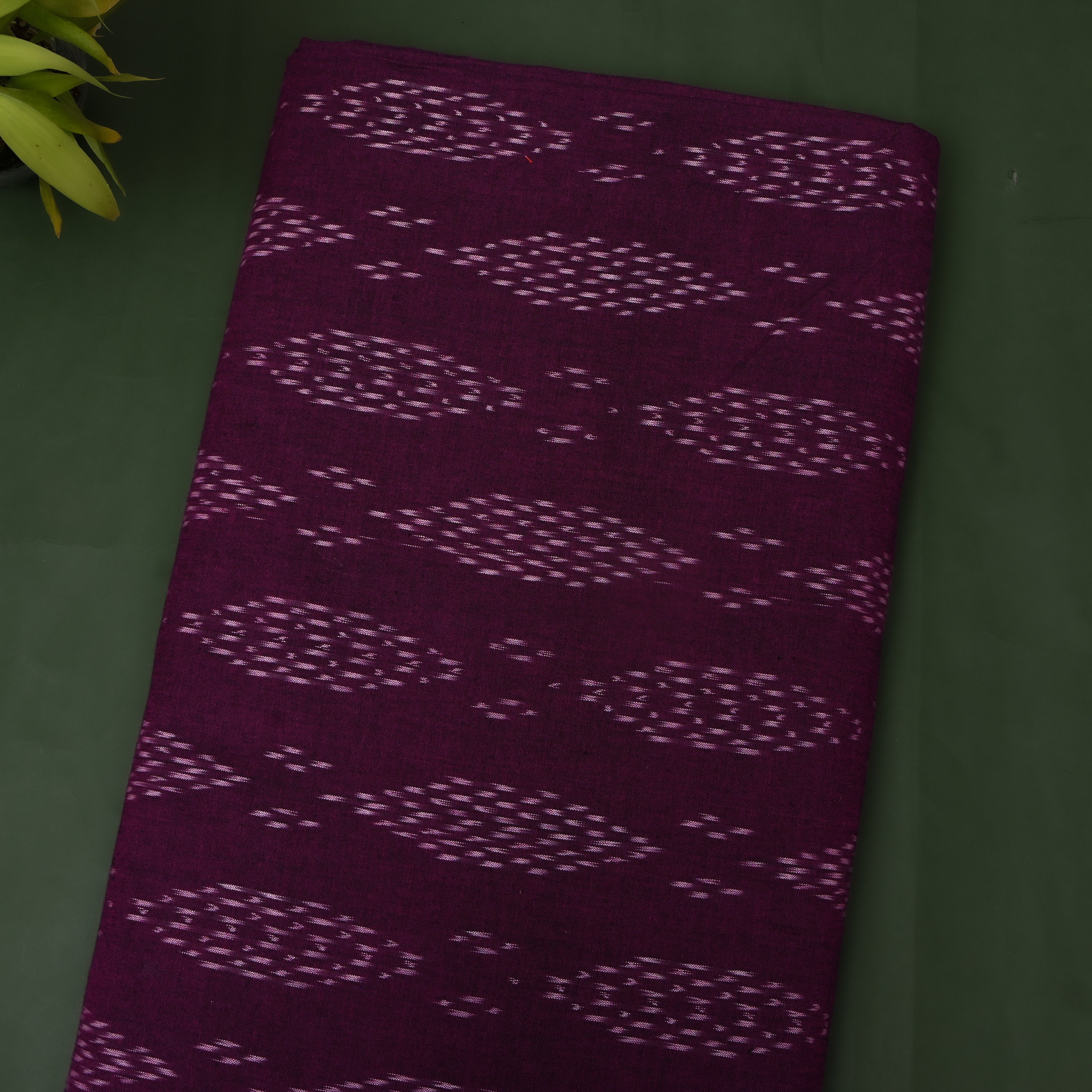 Deep Plum Chevron Iktara Weave Cotton