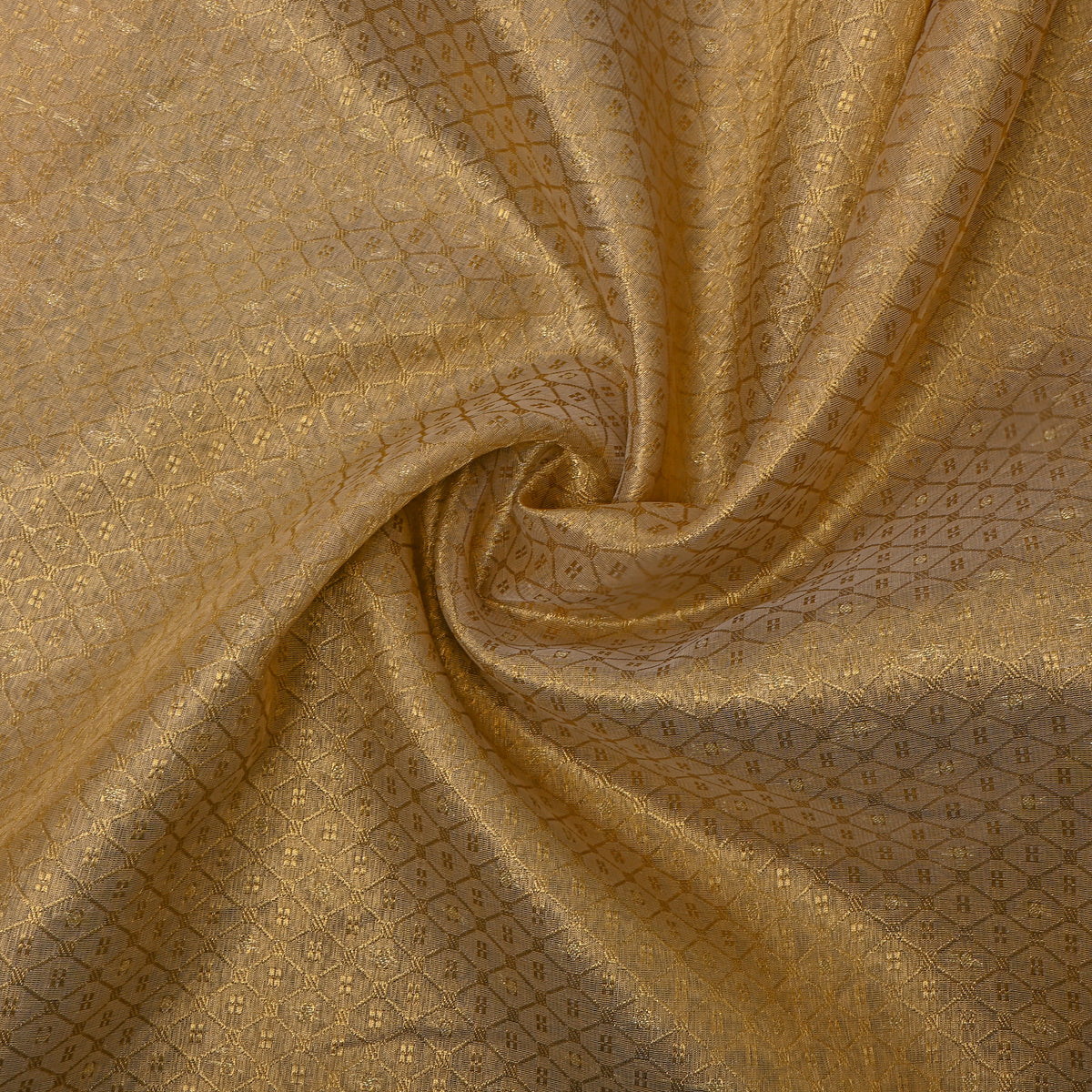 Honey Gold Zari Check Jamawar Silk Fabric