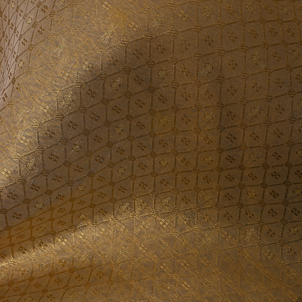 Honey Gold Zari Check Jamawar Silk Fabric