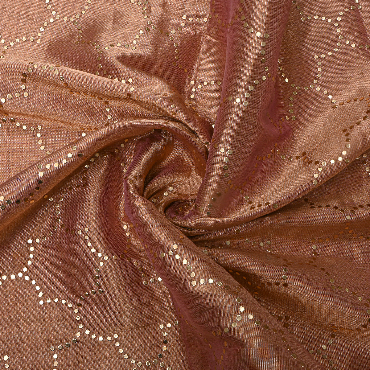 Clay Gold Foil Star Geometric Print Kanchi Tissue Fabric