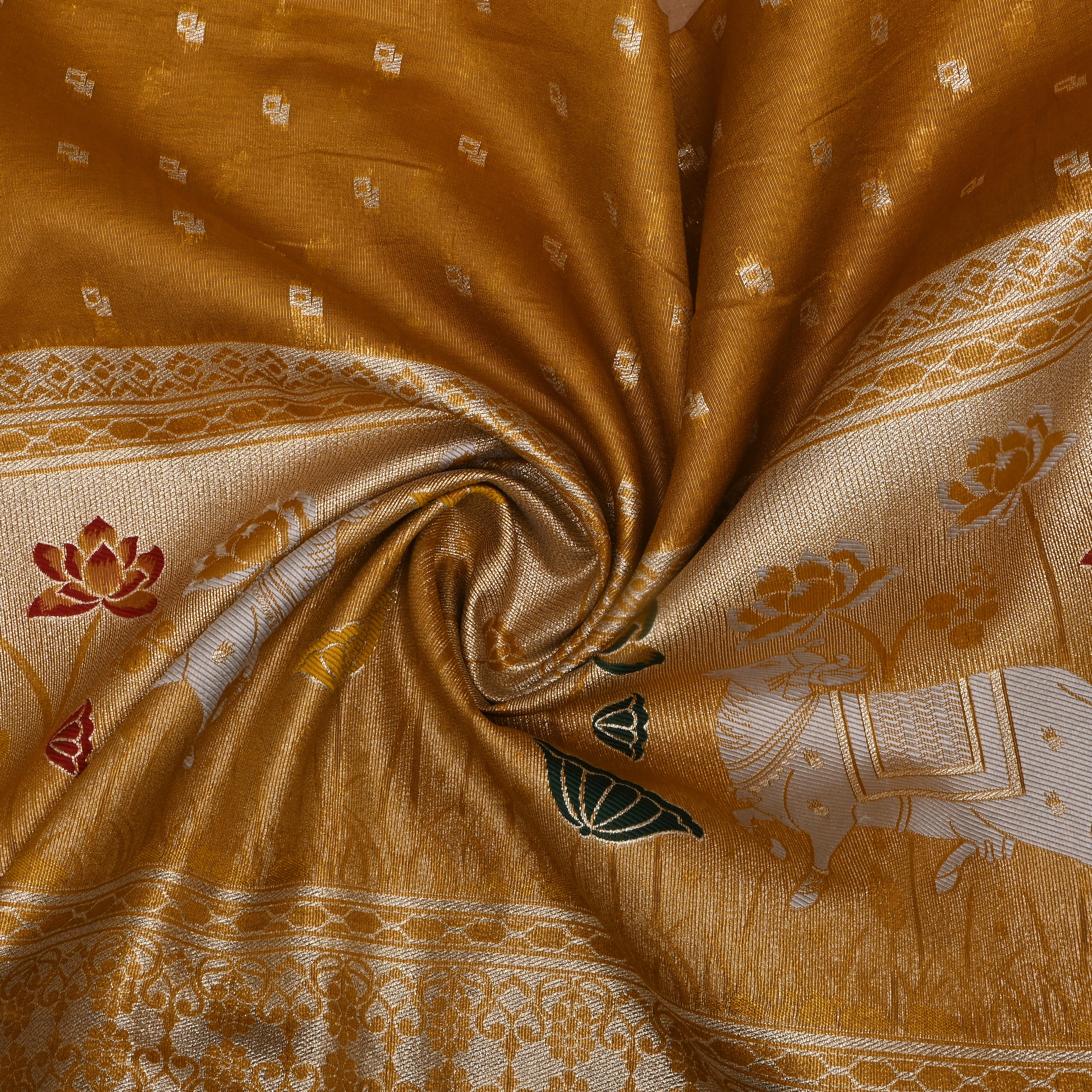 Mehandi Green Dola Silk With Pichwai Border