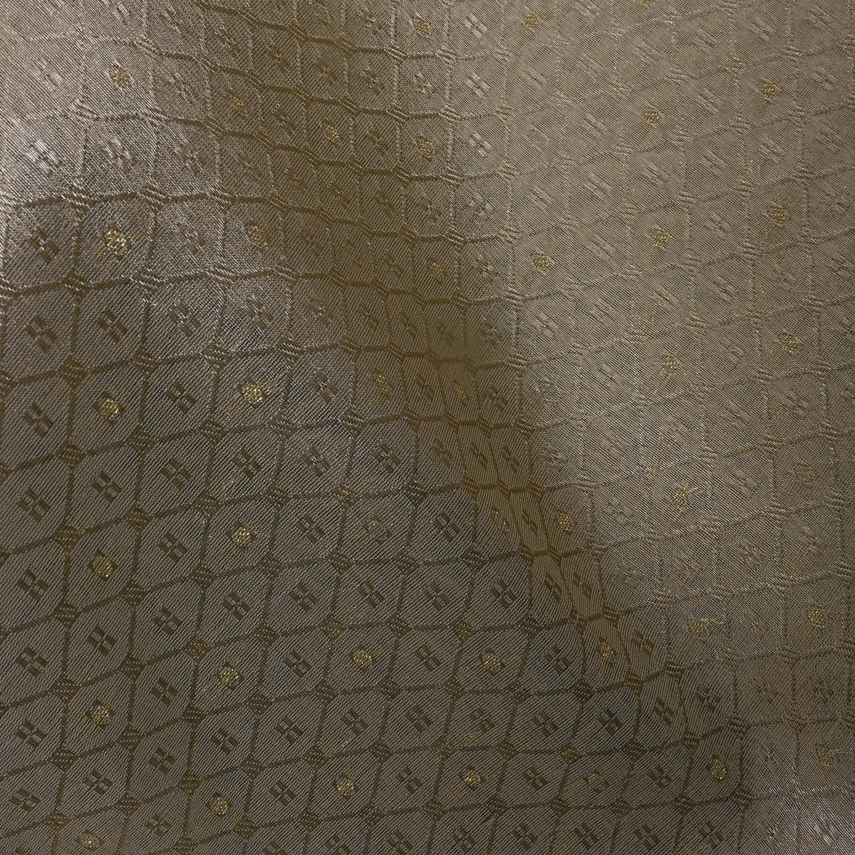 Champagne Cream Gold Zari Check Jamawar Silk Fabric