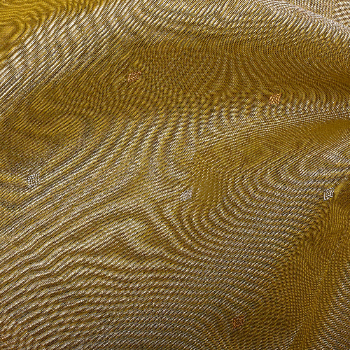Wheat Dual Tone Zari Diamond Butti Self Weave Jamawar Silk Fabric
