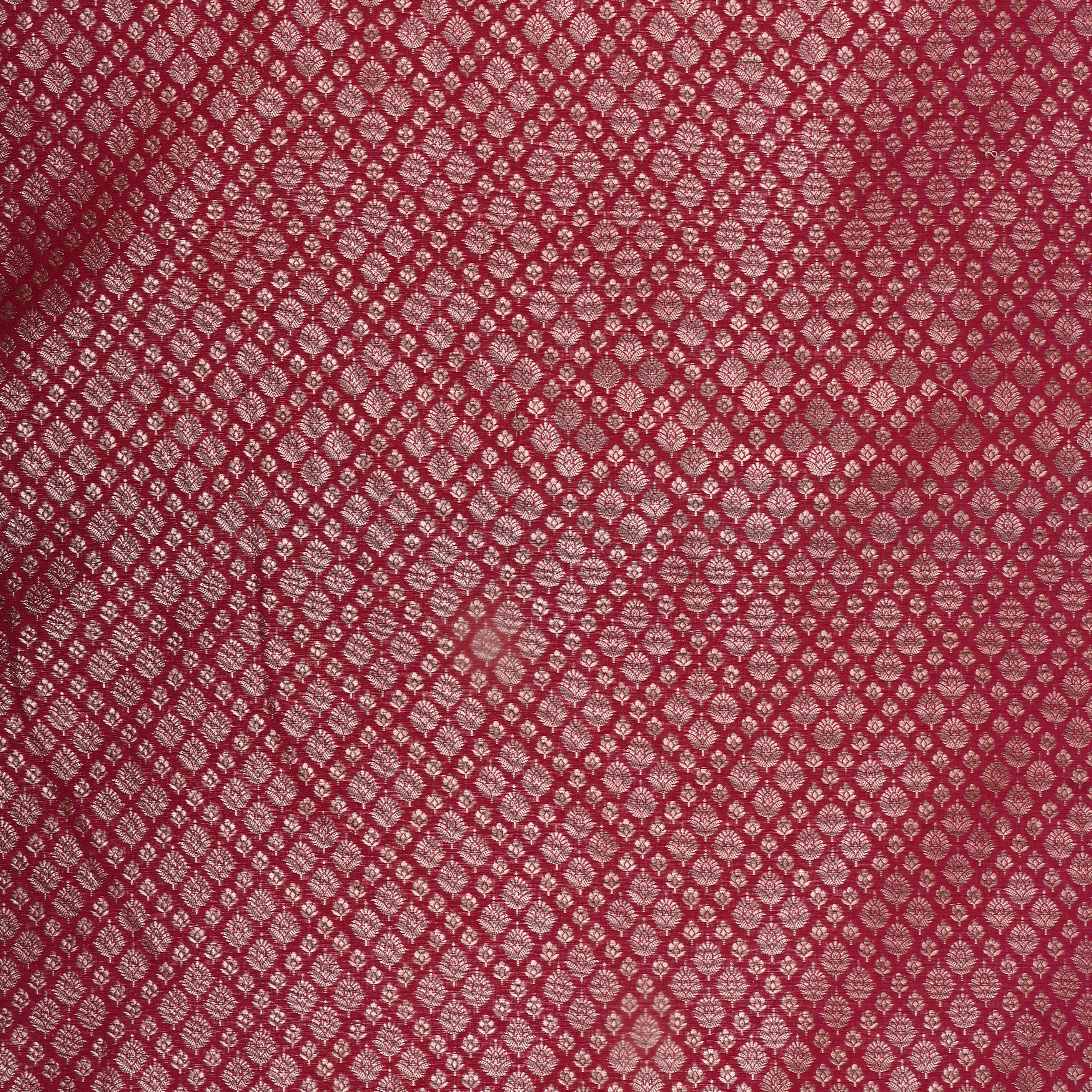 Deep Pink Jamawar Silk Fabric With Gold Zari Work