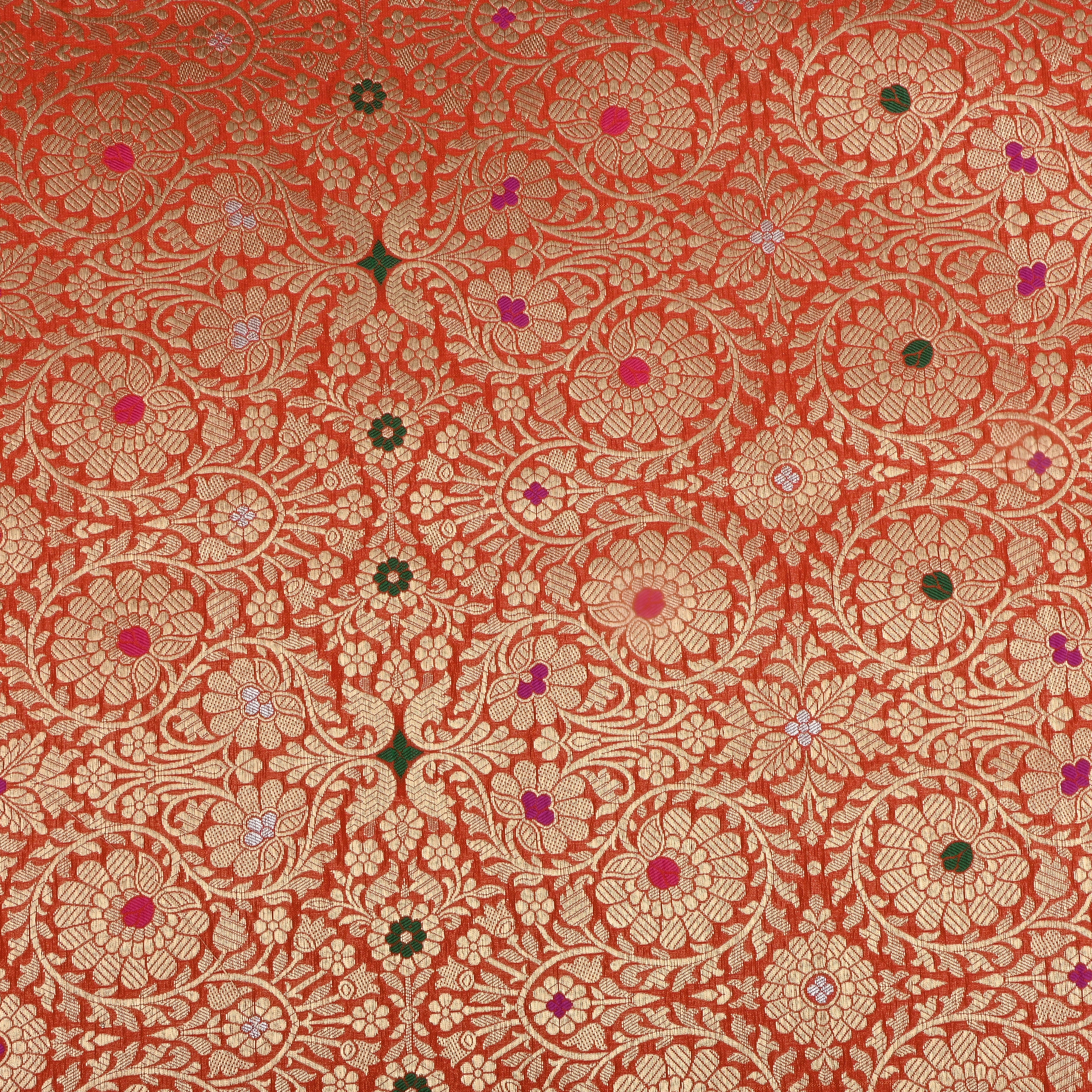 Pumpkin Orange Banarasi Fabric With Intricate Zari Design