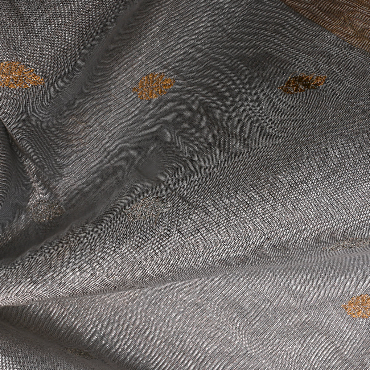 Fog Dual Tone Zari Leaf Butti Self Weave Jamawar Silk Fabric