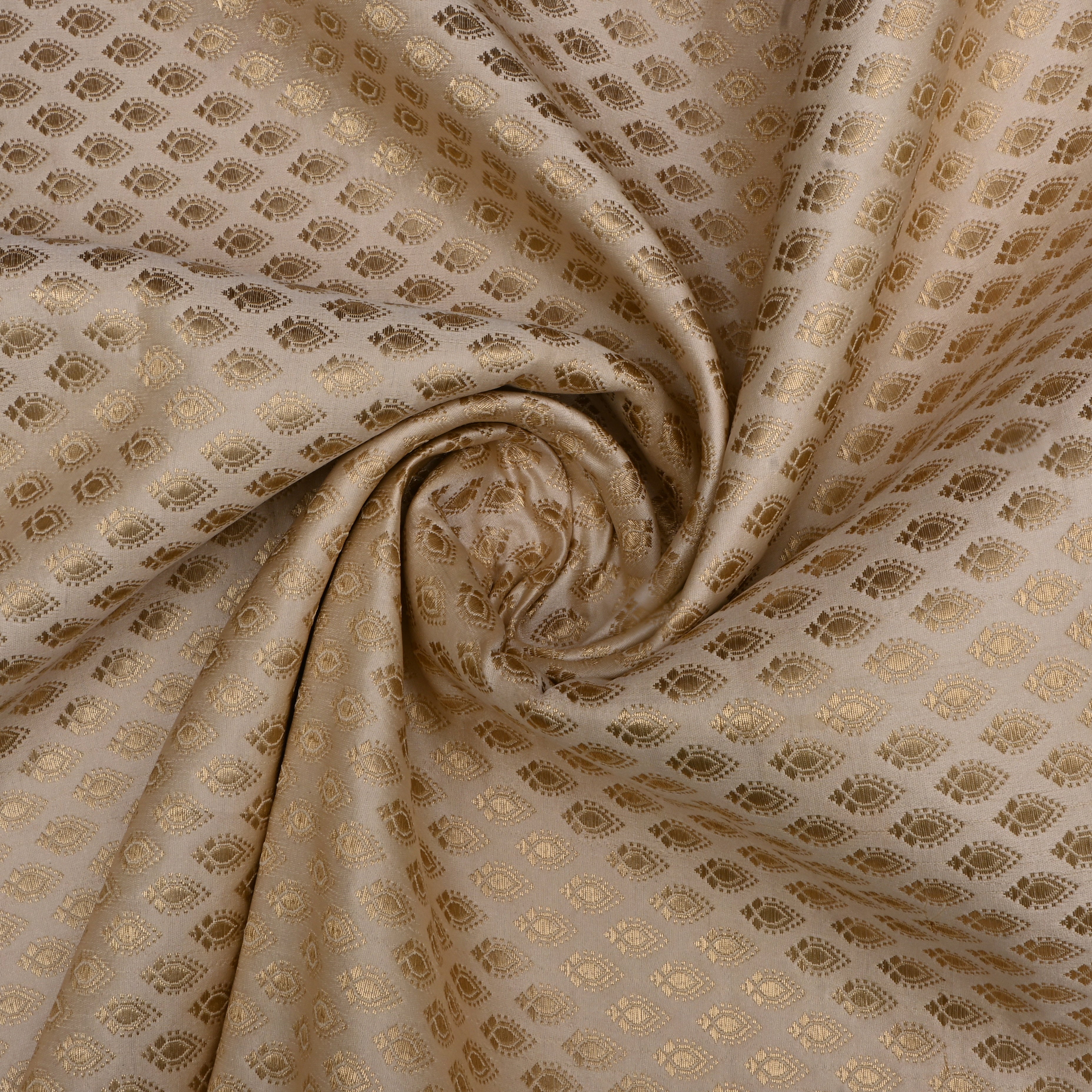 Vanilla Gold Jamawar Satin Fabric
