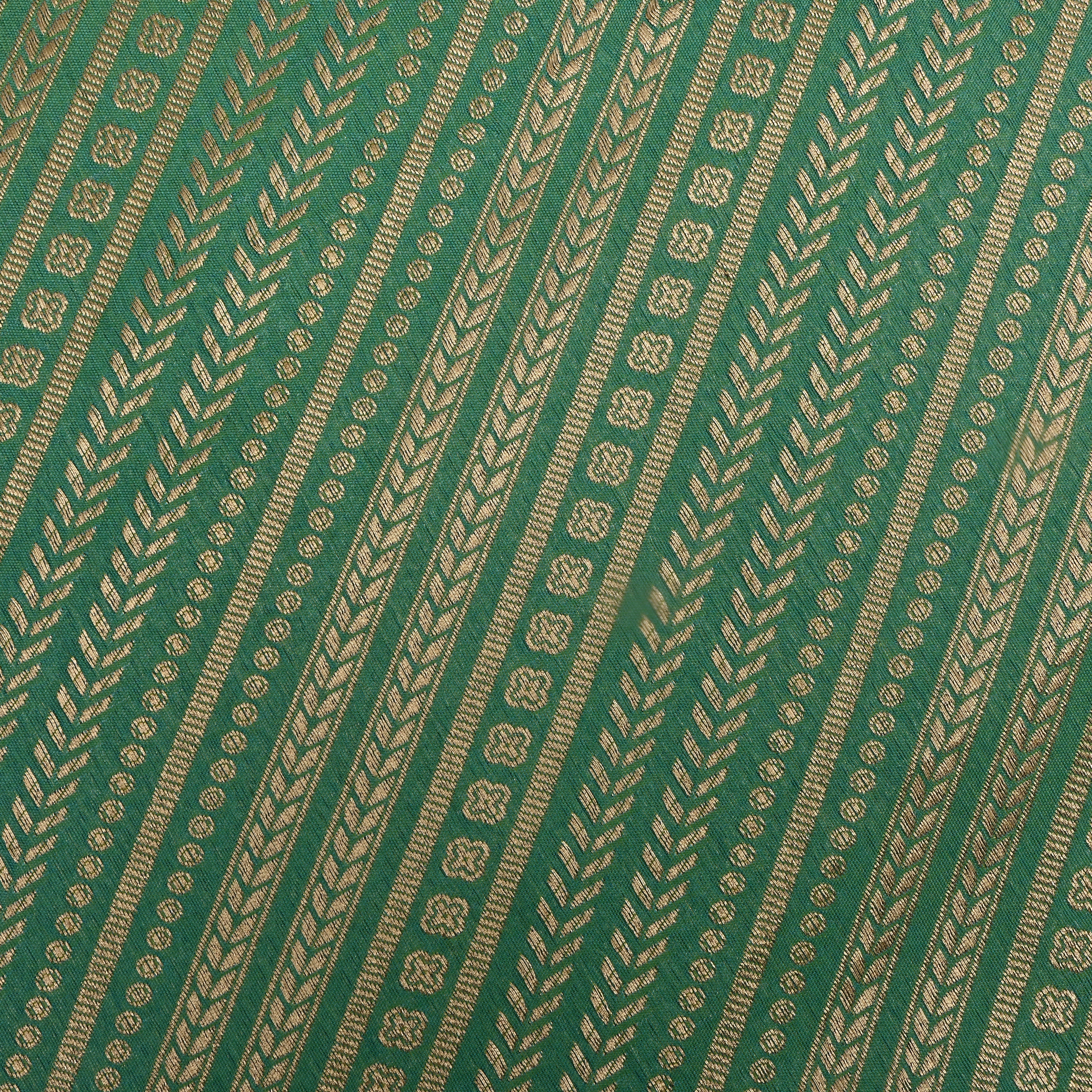 Pista Green Jamawar Silk Fabric Diagonal Stripes