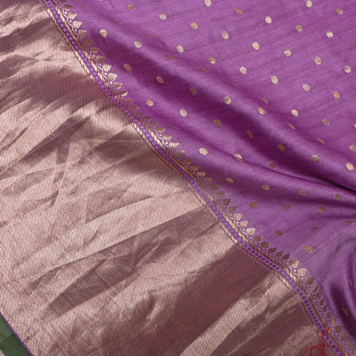 Orchid Purple Gold Zari Dot Butti Jamawar Silk Fabric