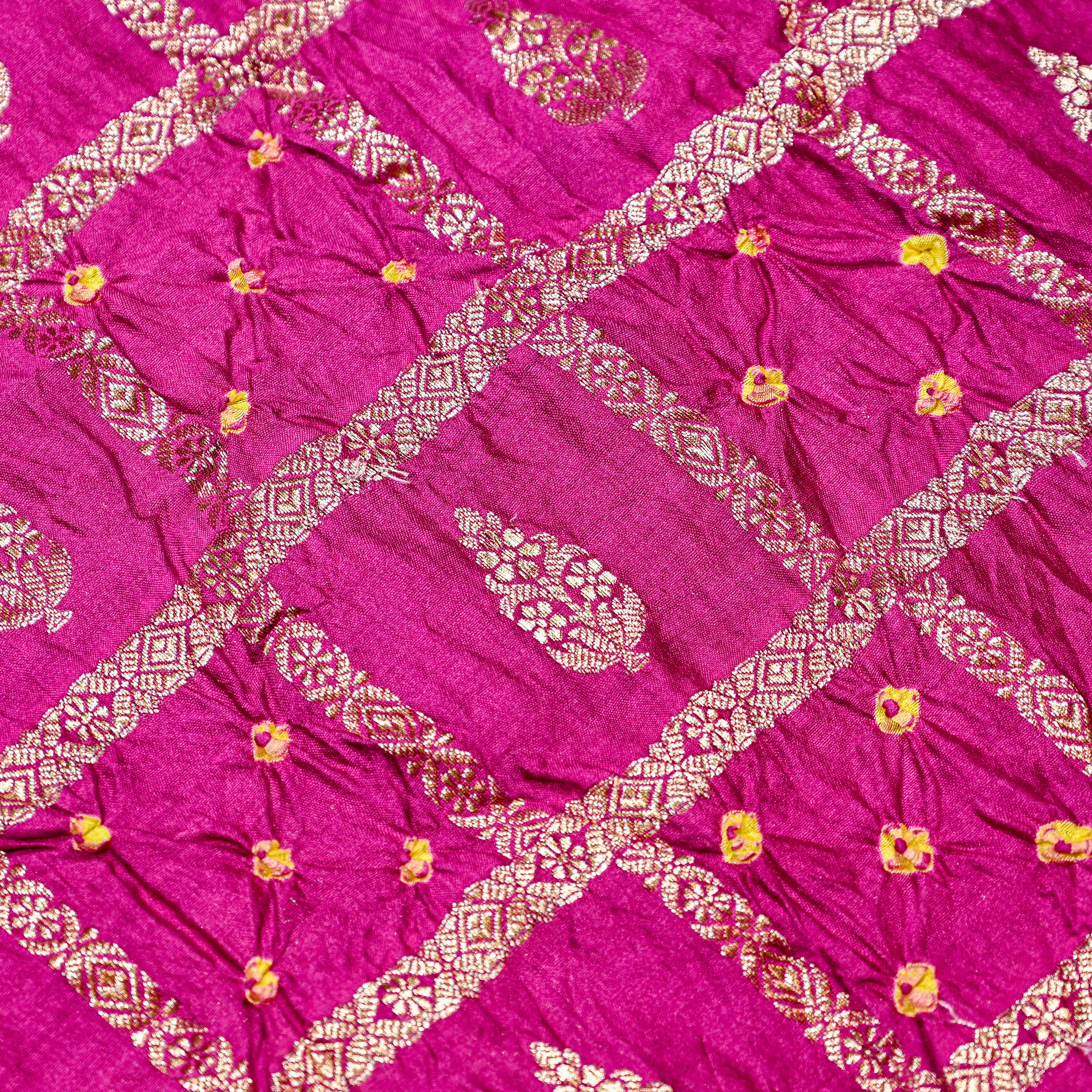 Hot Pink Banarasi Bandhani Fabric
