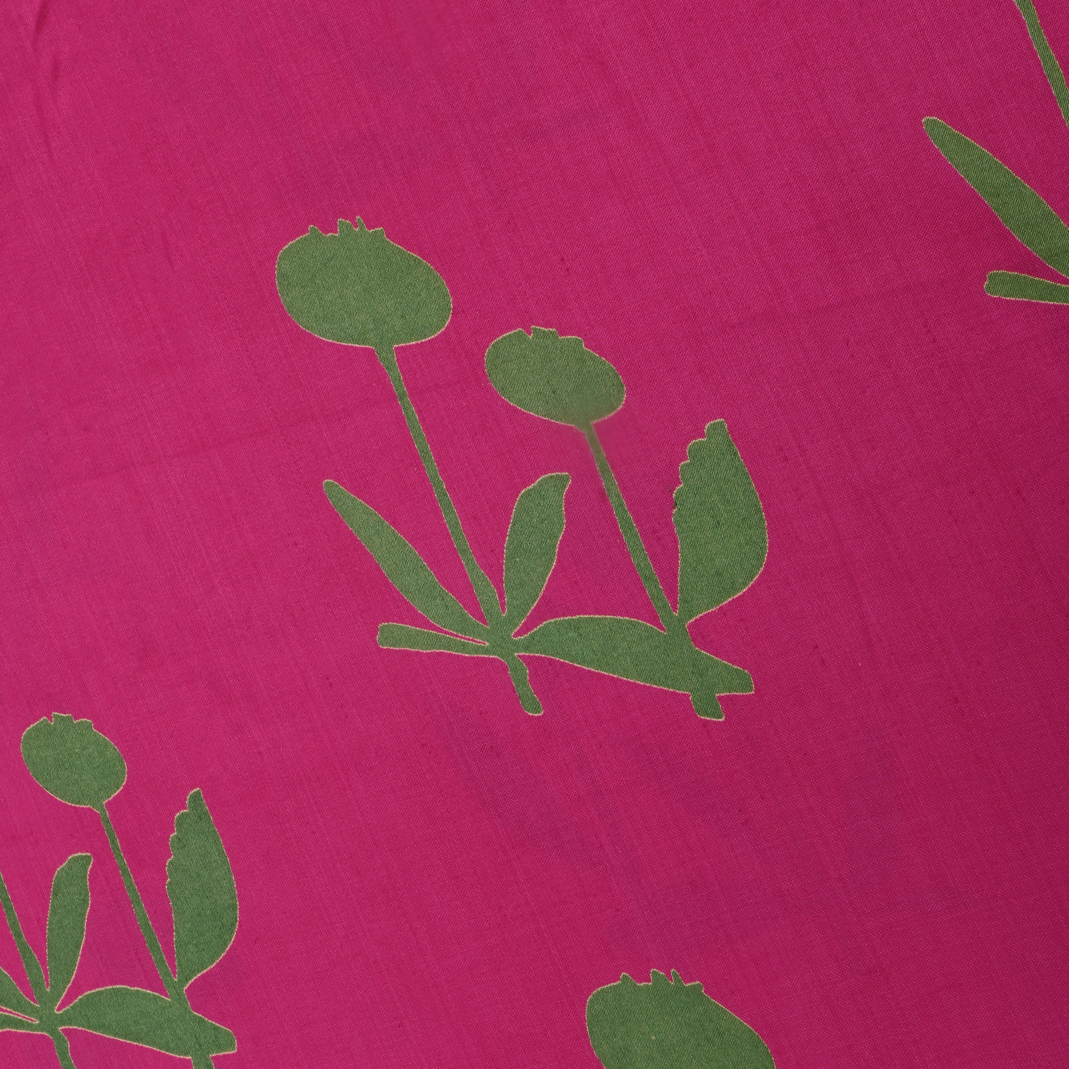 Hot Pink Satin Fabric With Printed Design