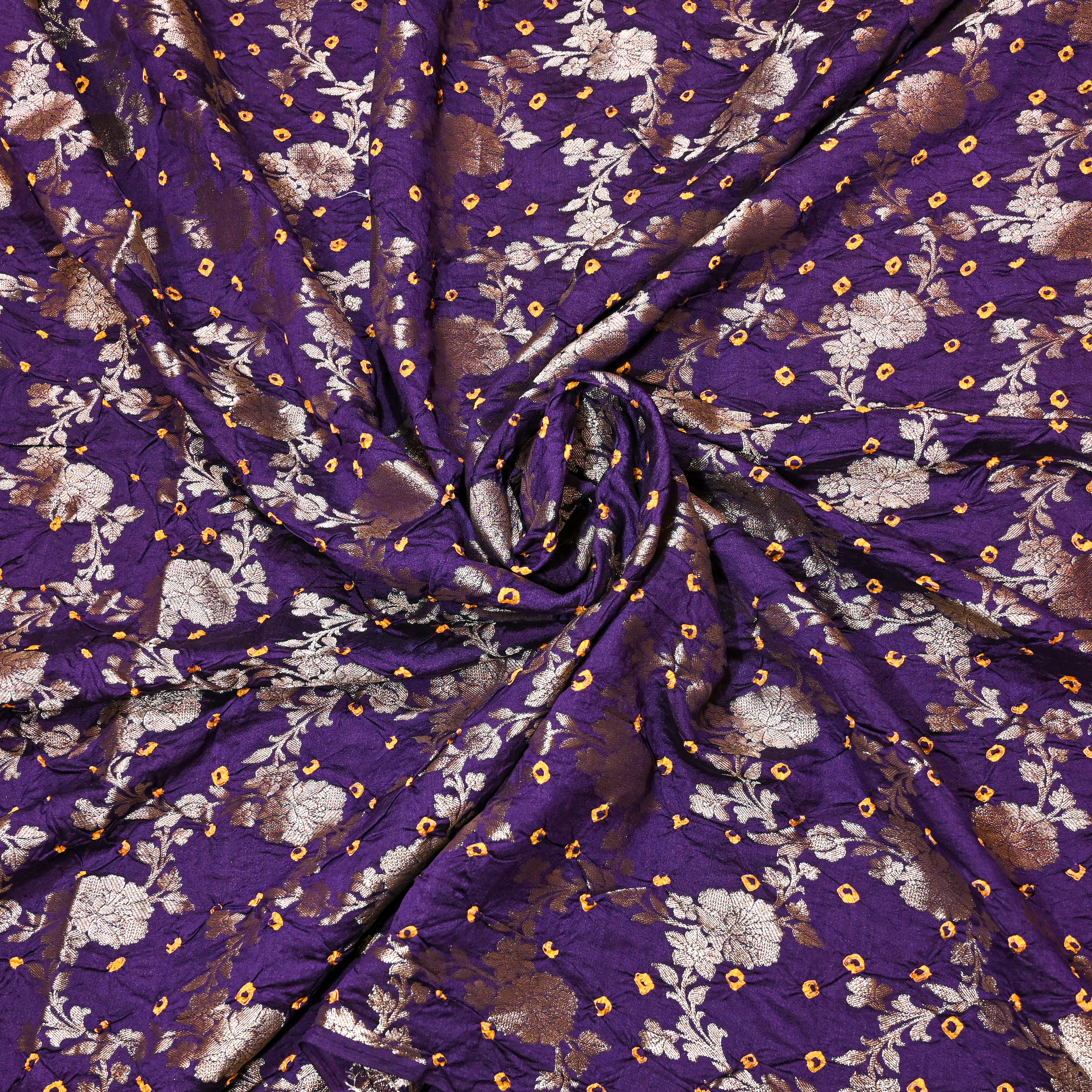 Dark Purple Banarasi Bandhani Fabric