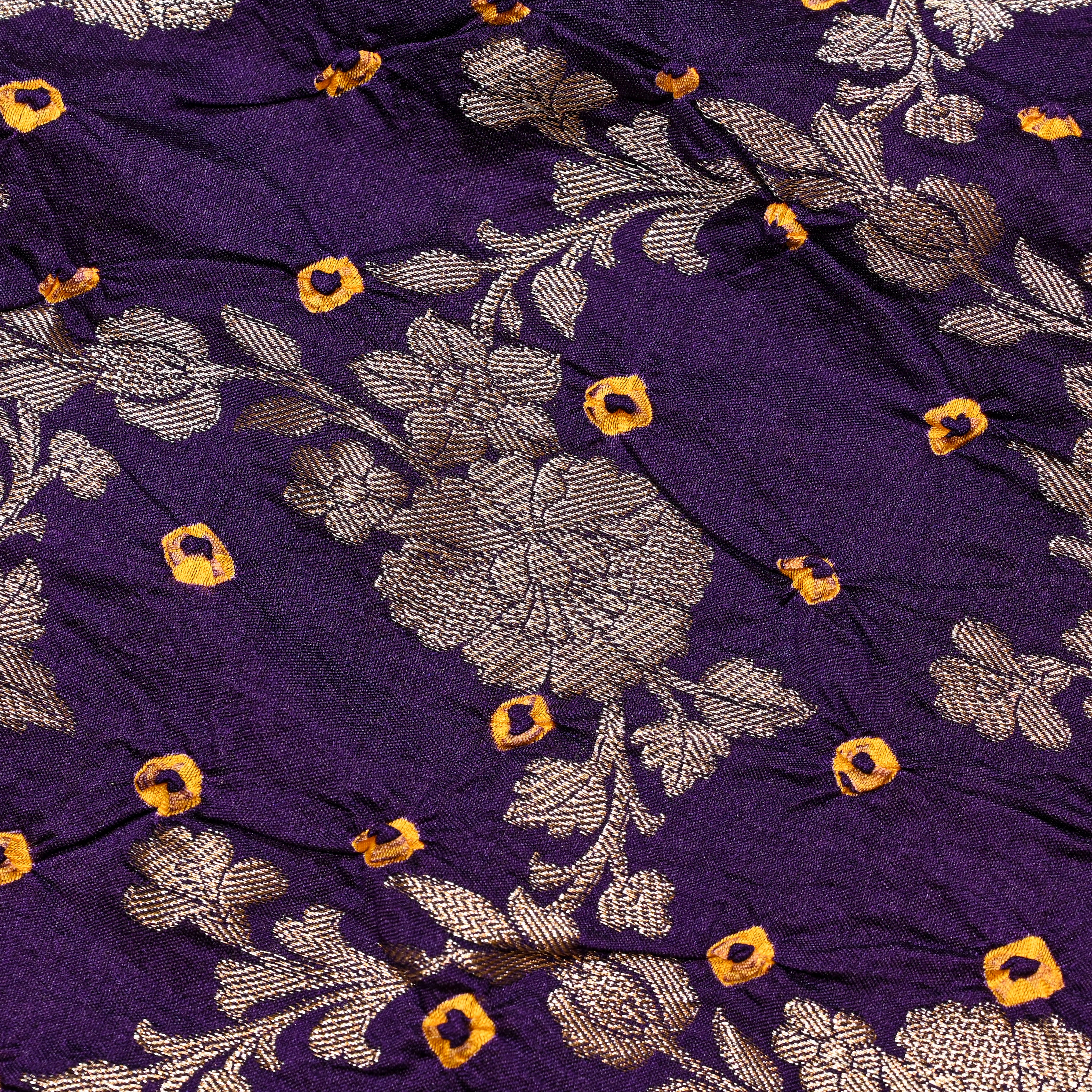 Dark Purple Banarasi Bandhani Fabric