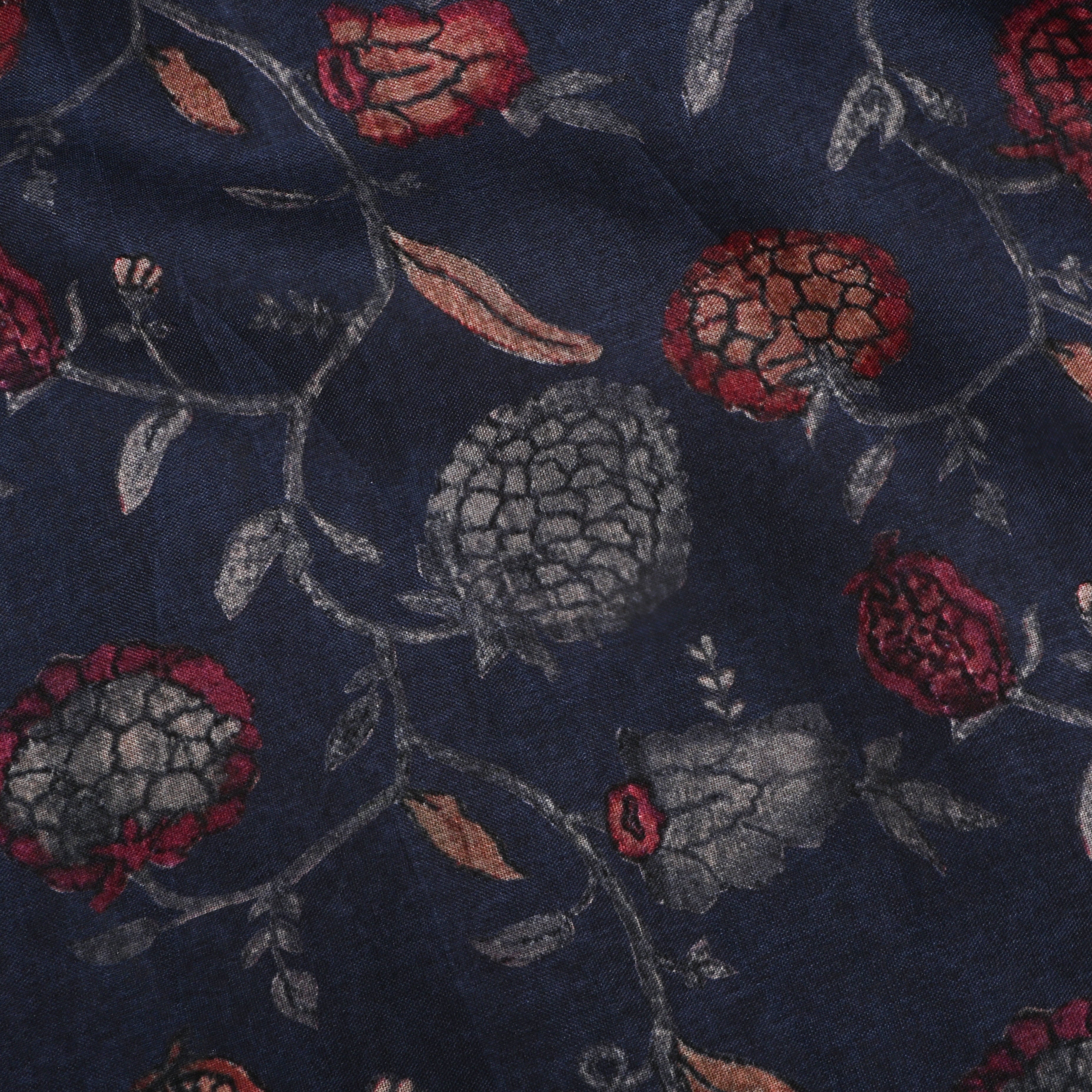 Light Steel Blue Tussar Fabric With Digital Print