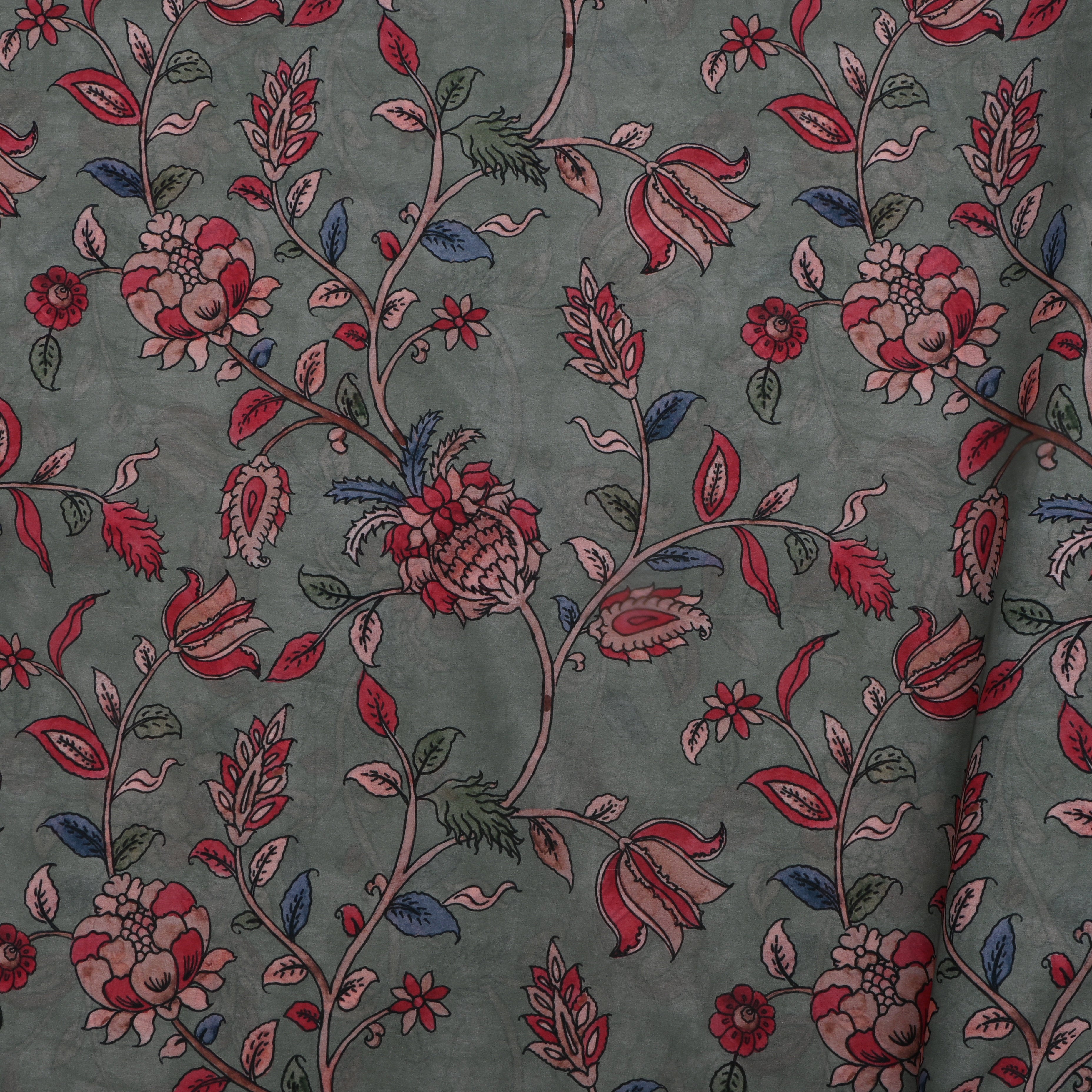 Pastel Green Silk Printed Fabric