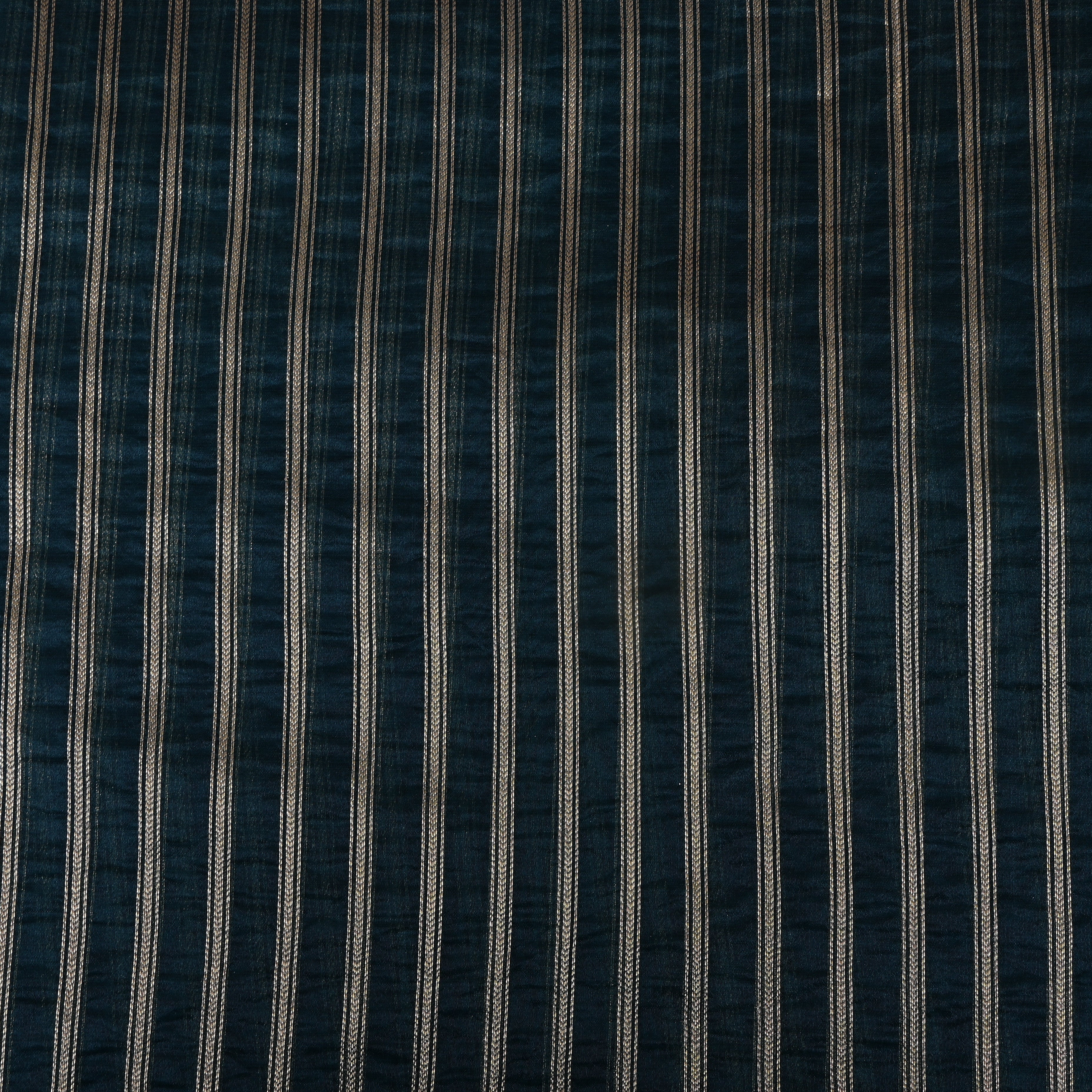 Peacock Blue Zari Stripe Banarasi Silk