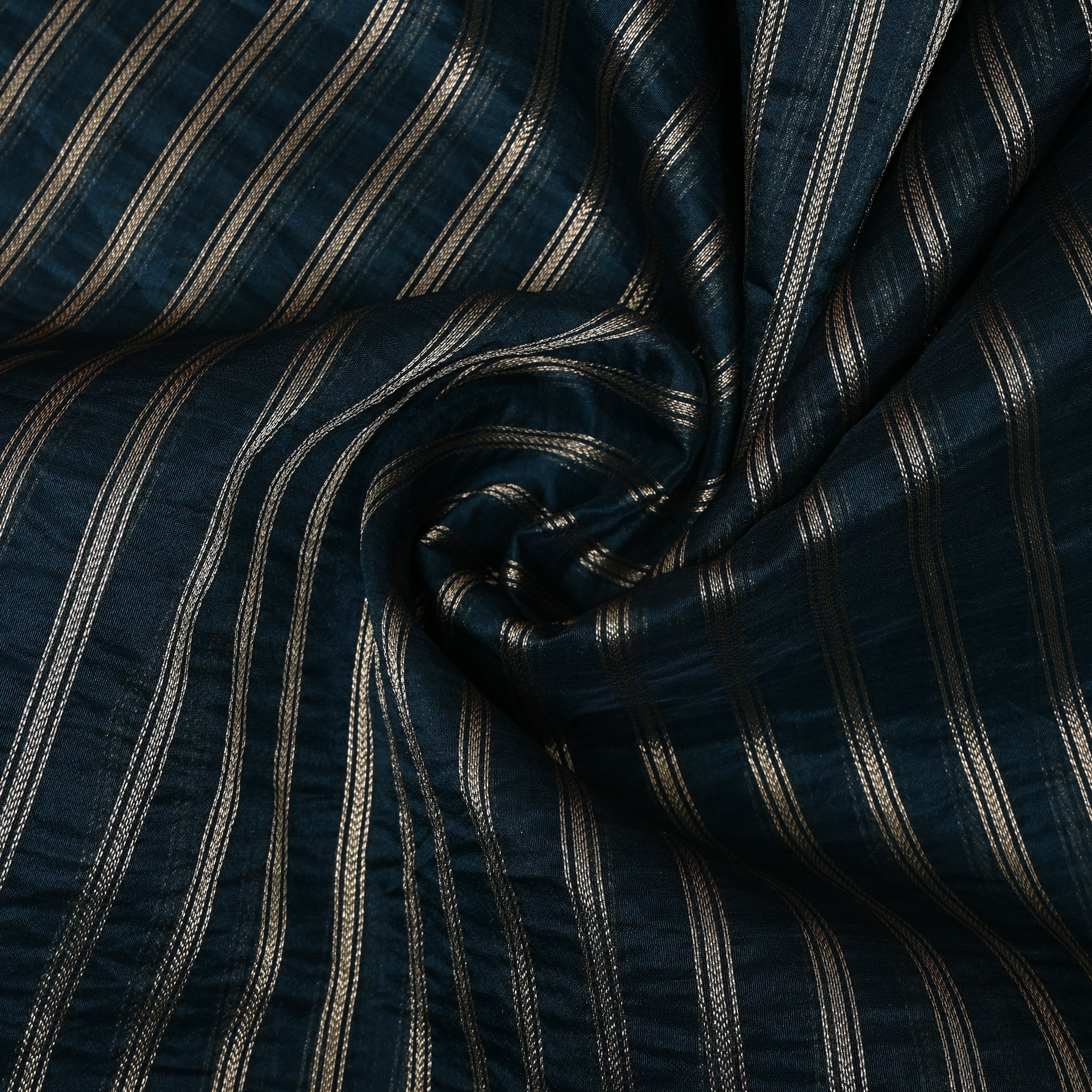 Peacock Blue Zari Stripe Banarasi Silk