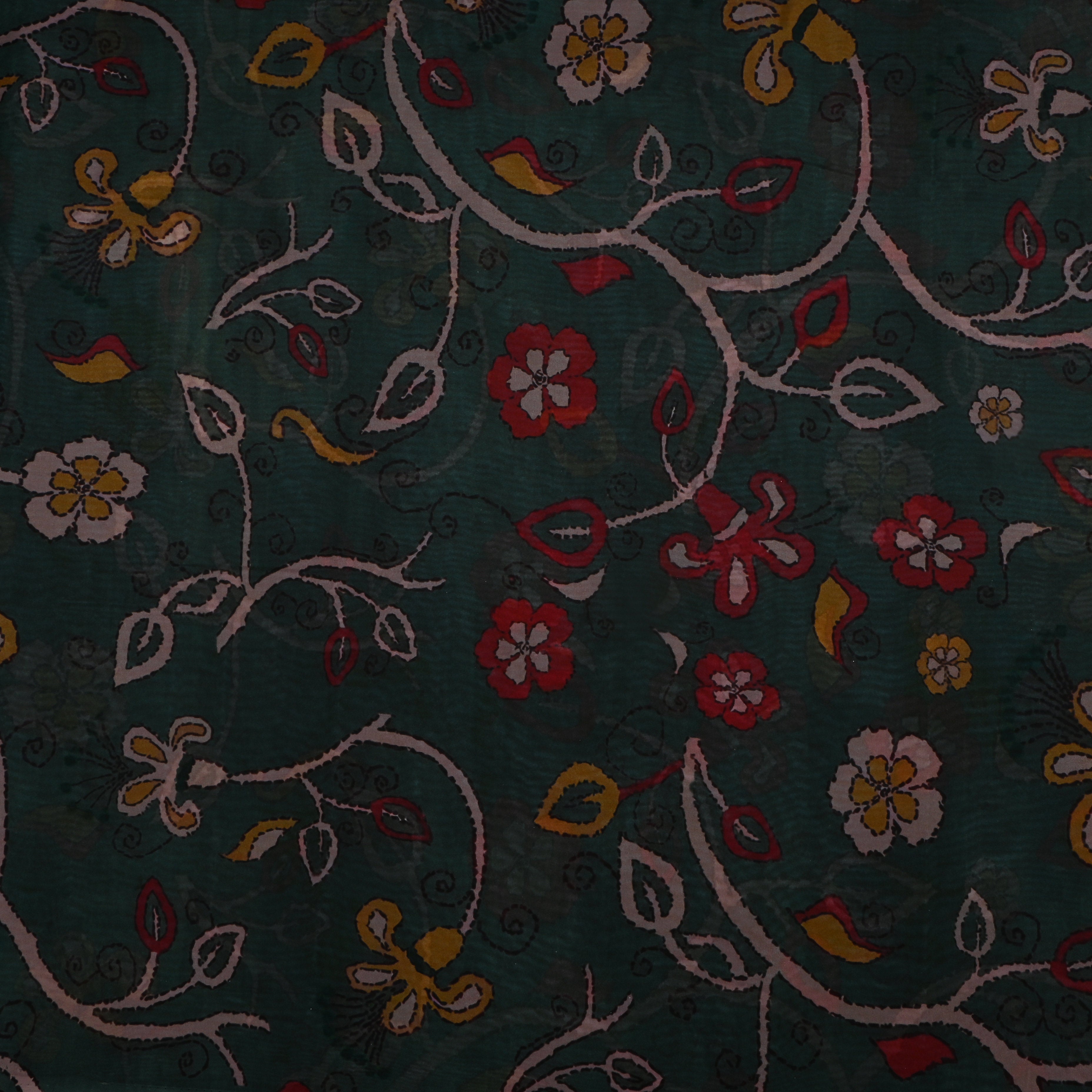 Bottle Green Silk Printed Fabric