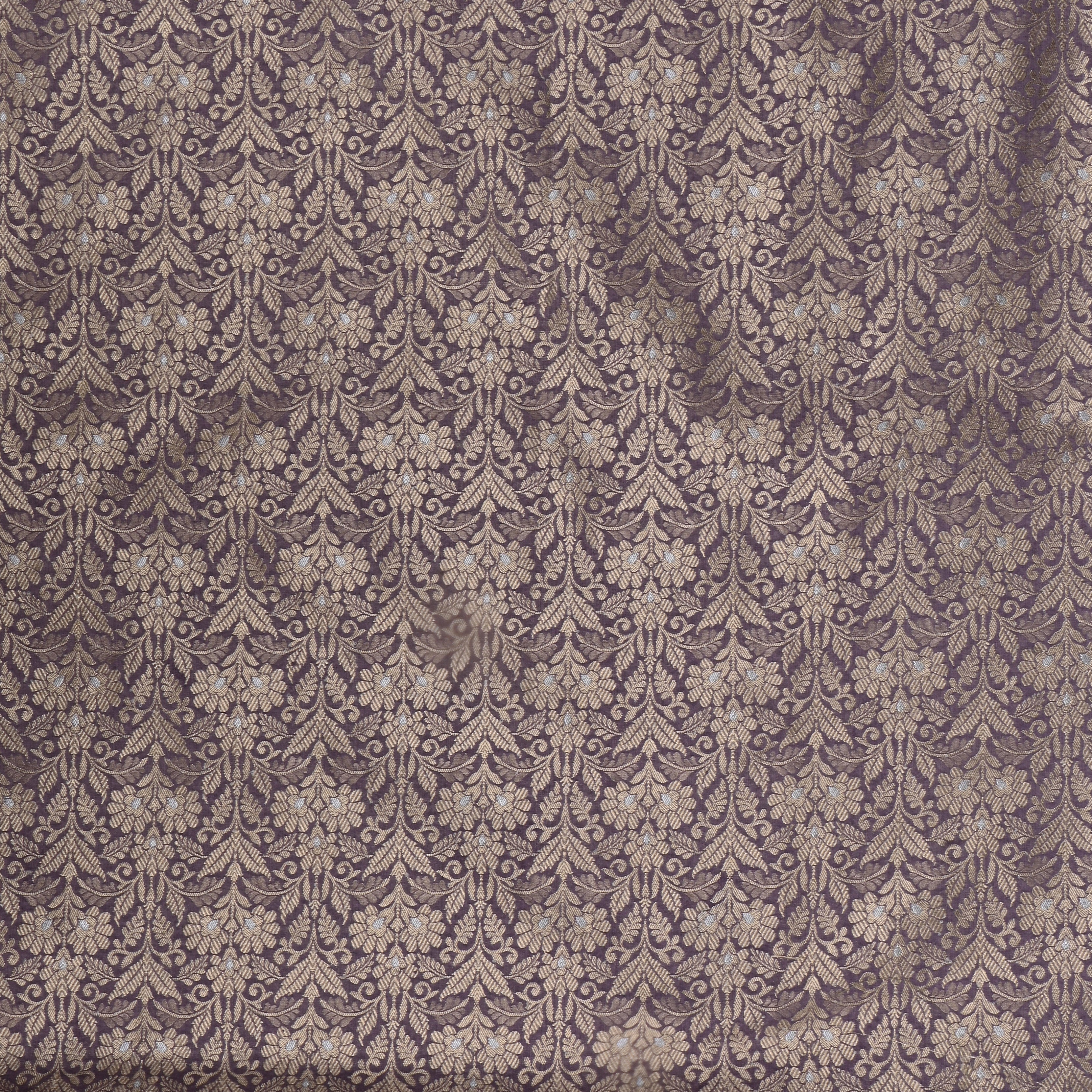 Lilac Dupion Rawsilk Fabric With Intricate Zari Weaving '