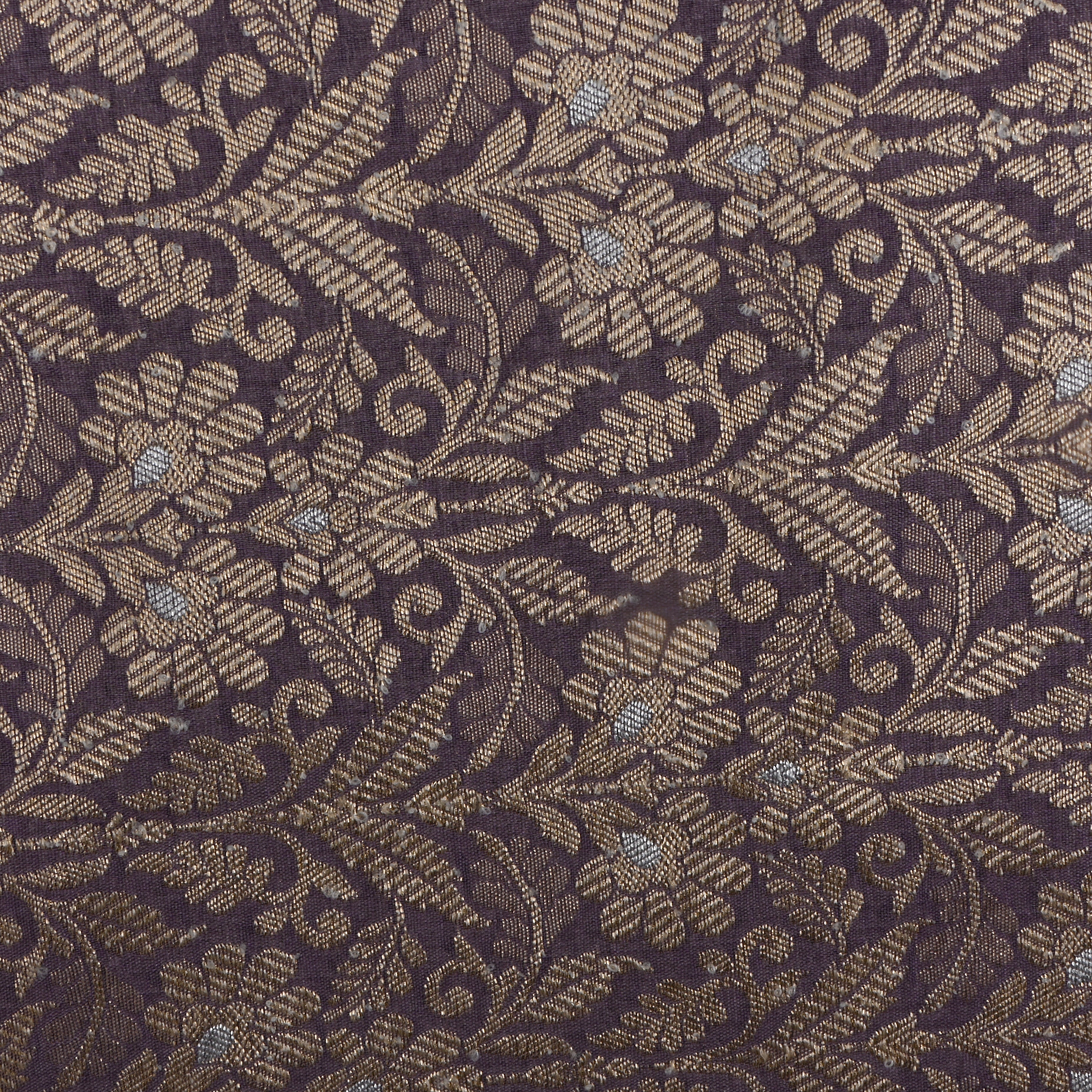 Lilac Dupioni Raw Silk Fabric With Intricate Zari Weaving '