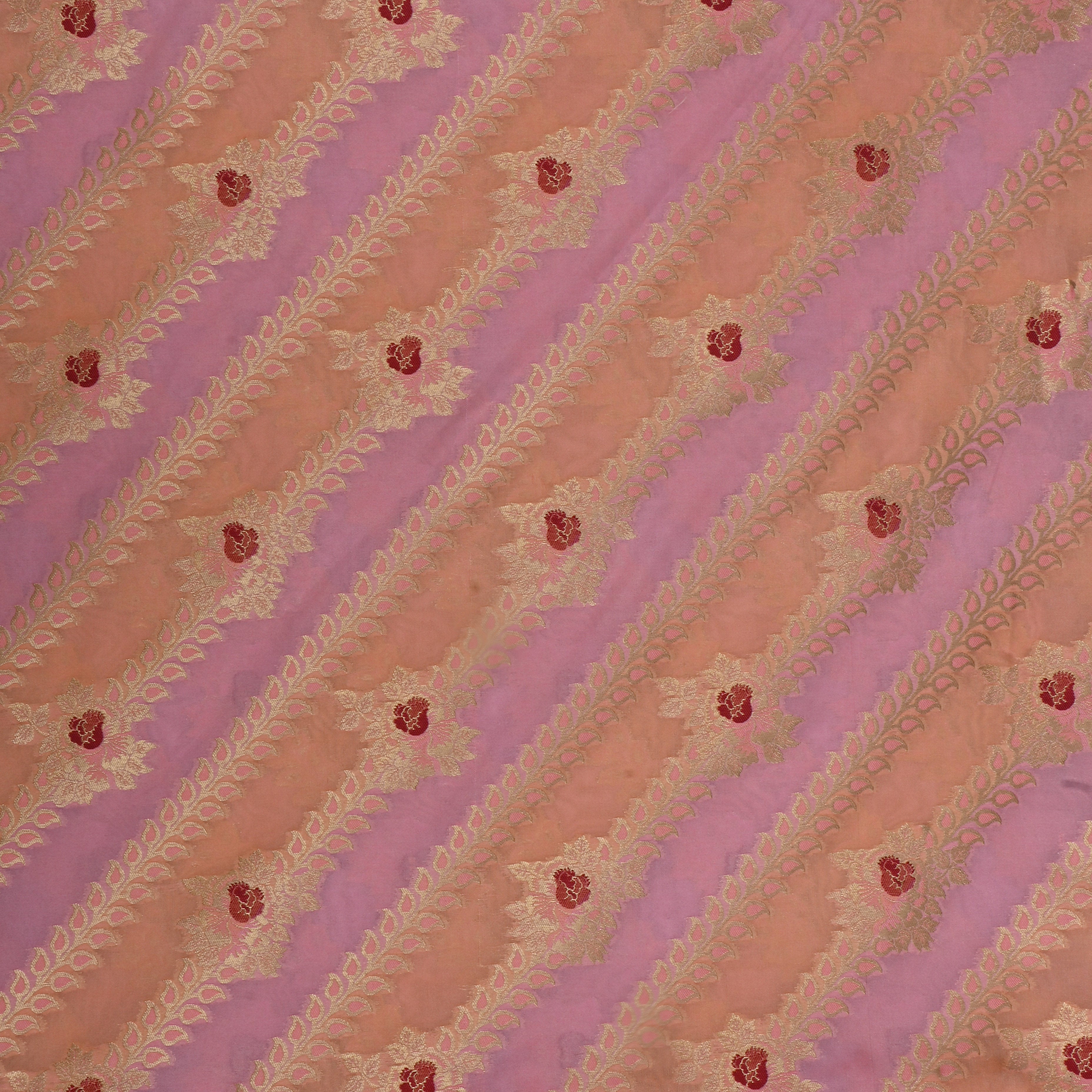 Pastel Colour Jamawar Silk Fabric With Leheriya Design