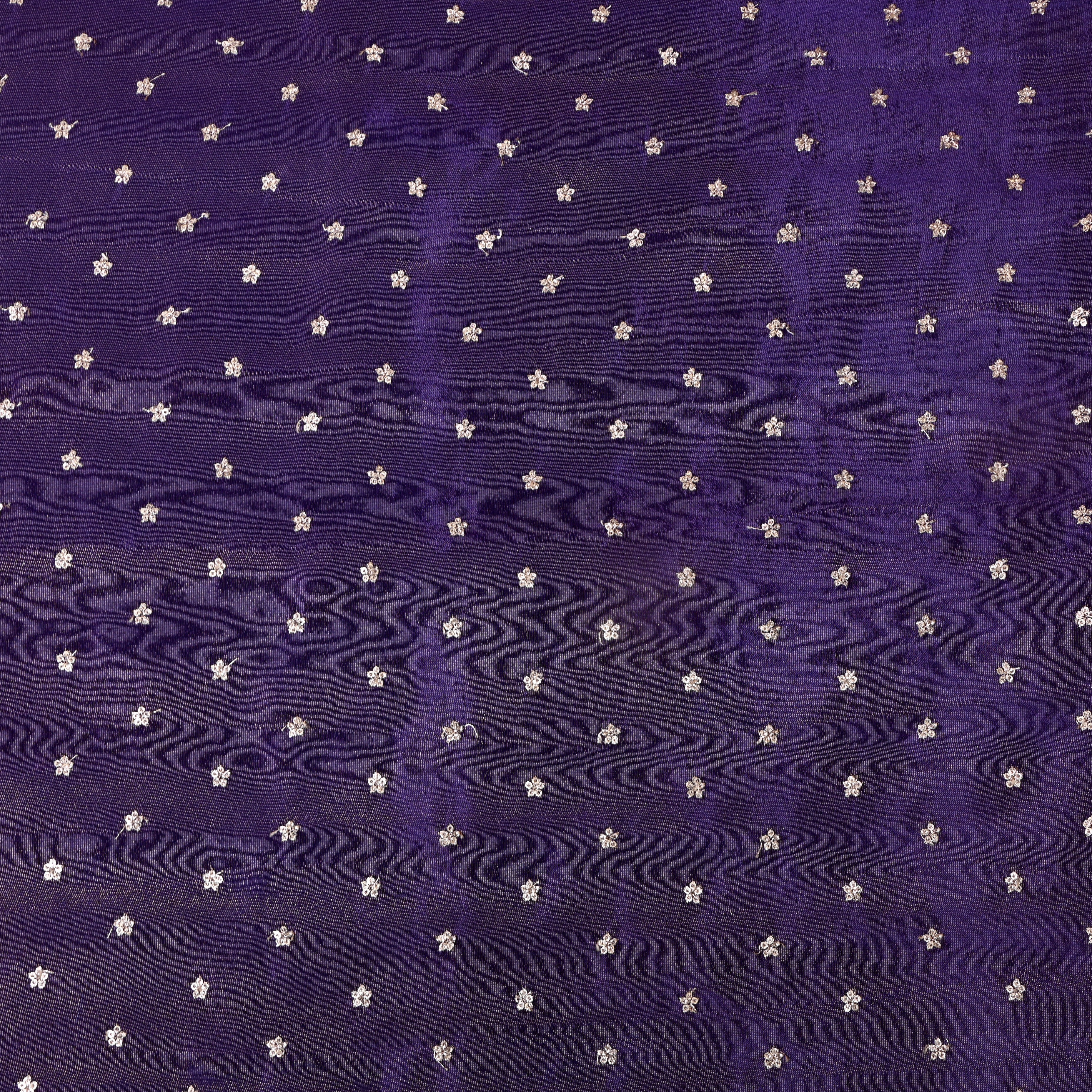 Royal Purple Tissue Embroidery Fabric