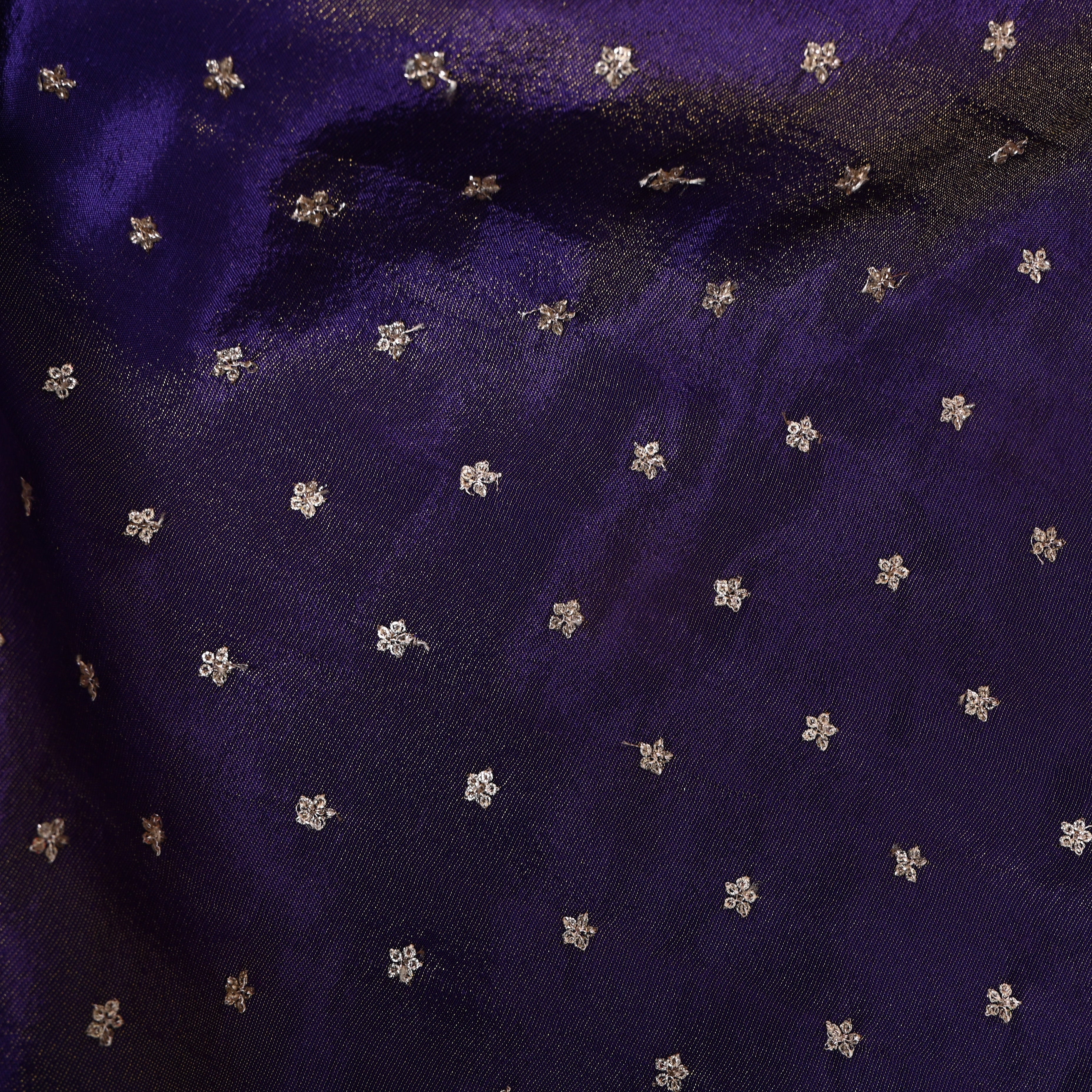 Royal Purple Tissue Embroidery Fabric