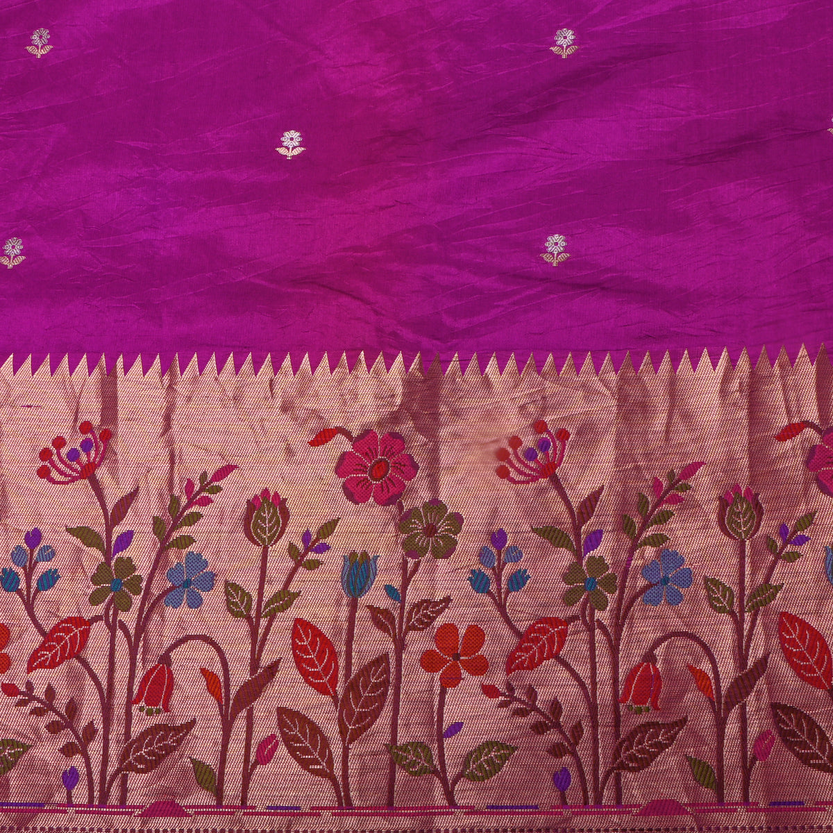Purple Paithani Butti Banarasi Silk Fabric