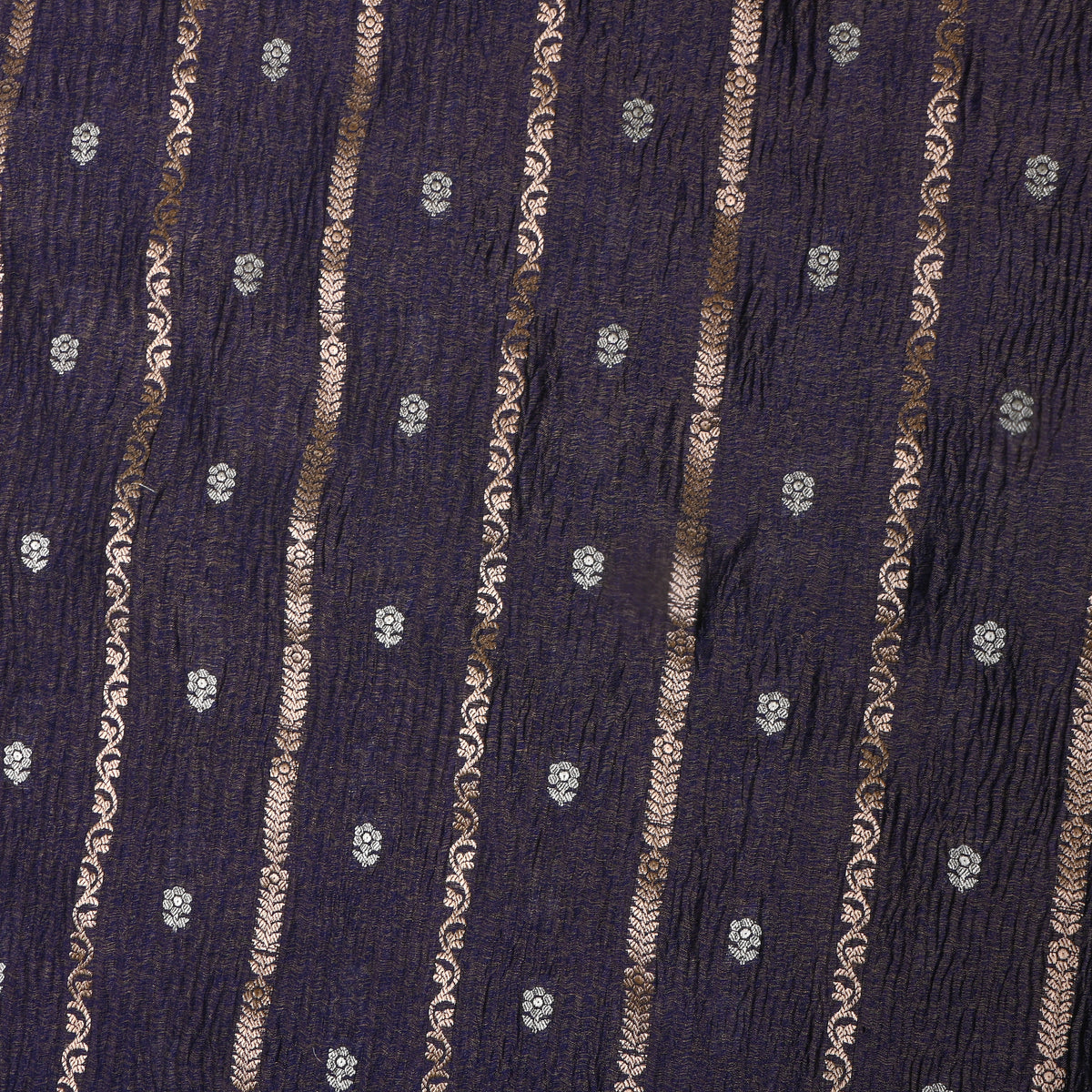 Plum Dual Tone Stripe Butti Jamawar Tissue Fabric