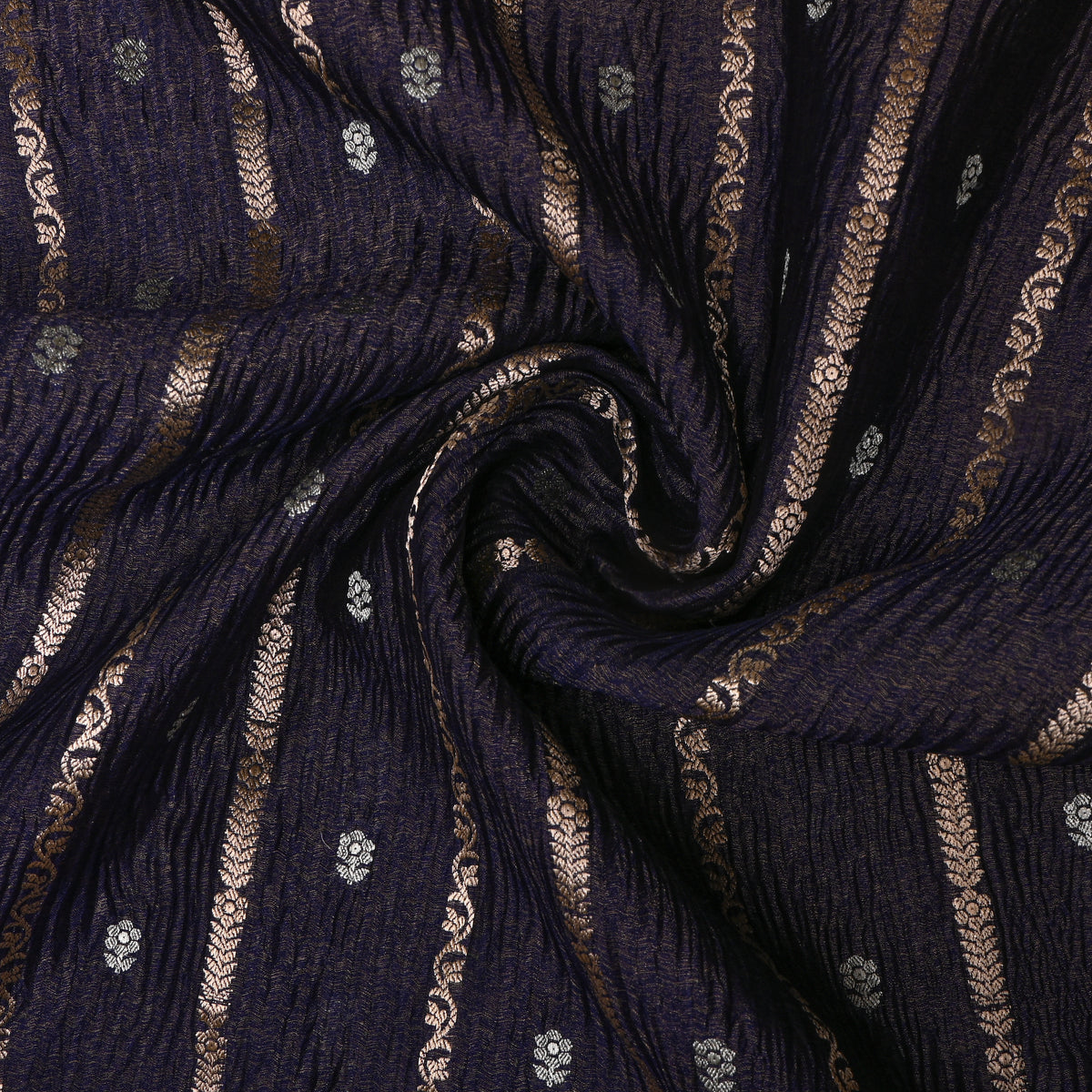 Plum Dual Tone Stripe Butti Jamawar Tissue Fabric