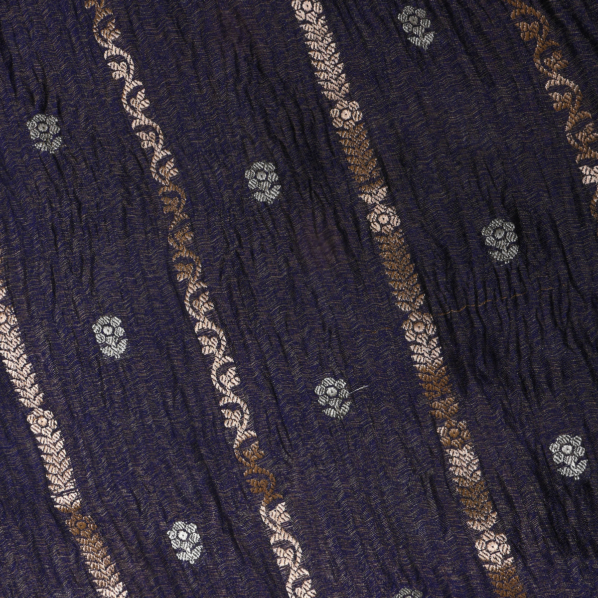 Plum Dual Tone Stripe Butti Jamawar Tissue Fabric