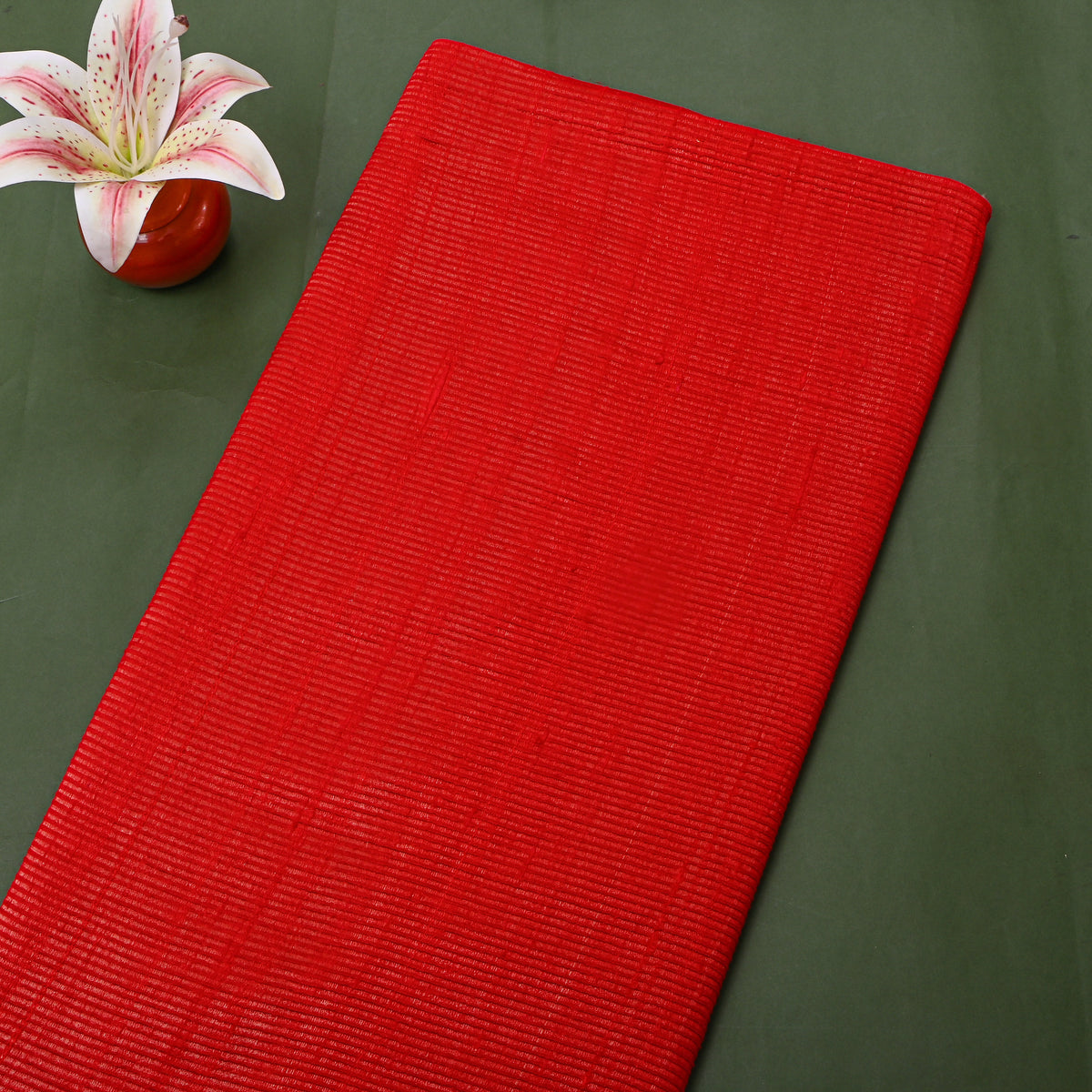 Poppy Slub Thread Work Jamawar Silk Fabric