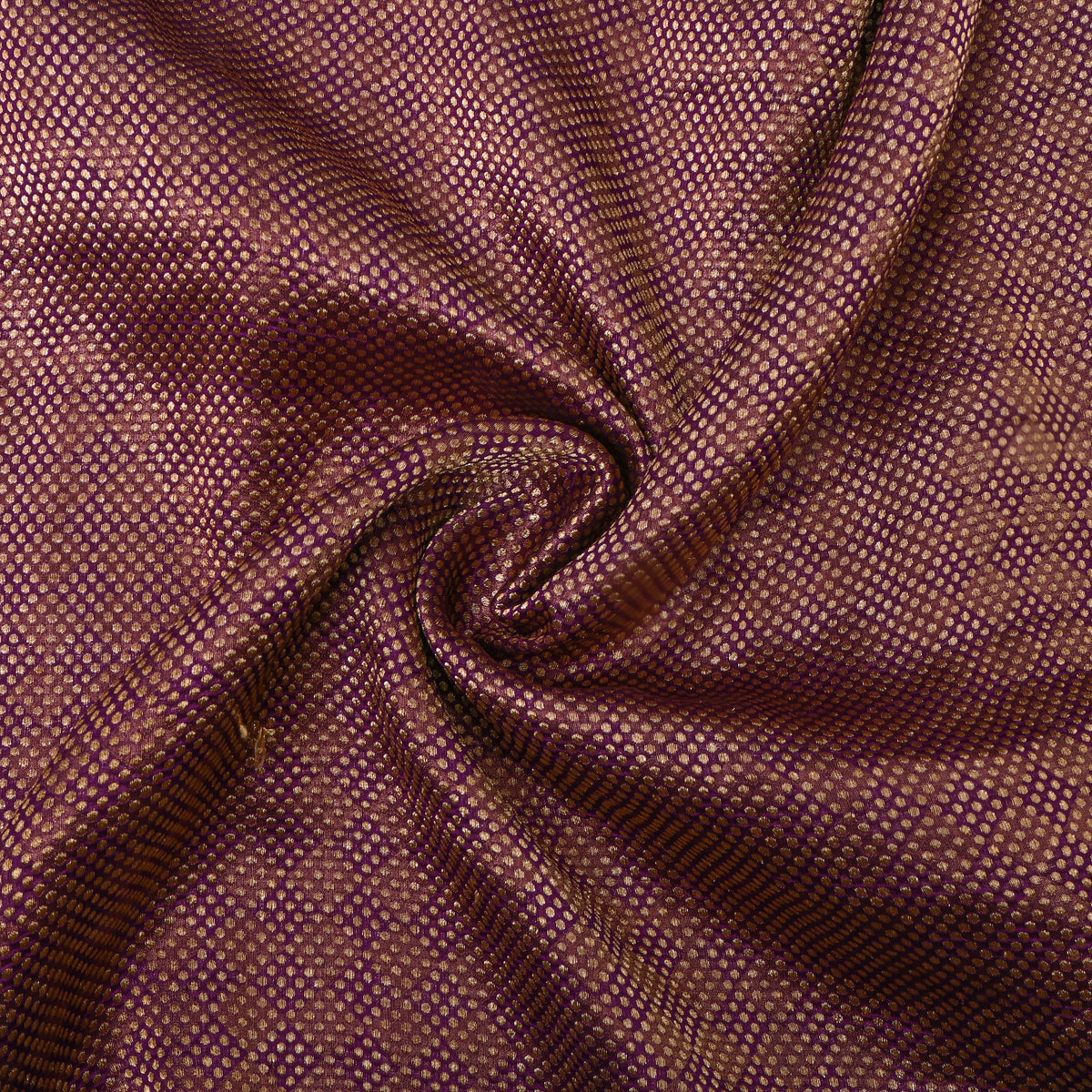 Amethyst Purple Gold Zari Dotted Butti Banarasi Silk Fabric