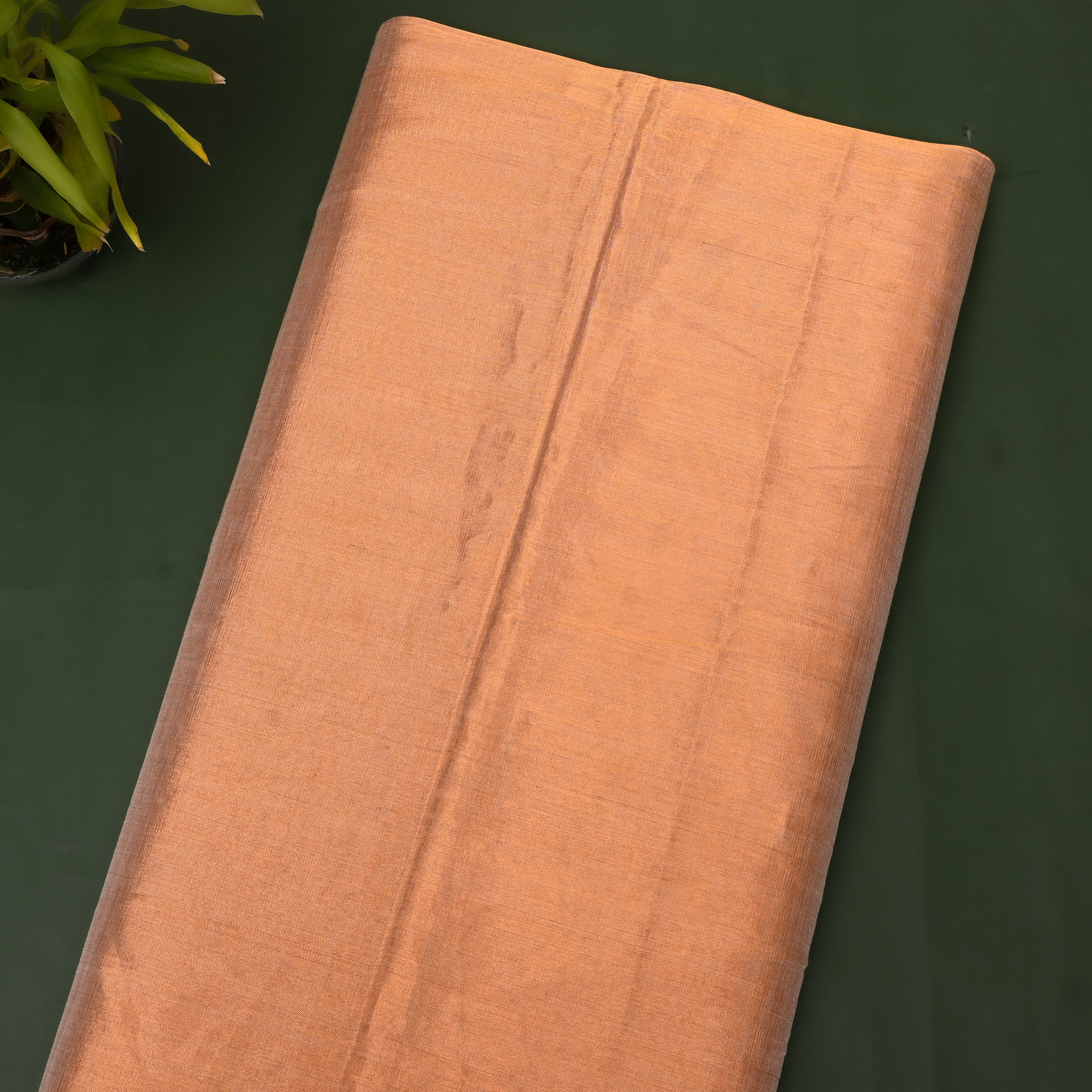 Golden Copper Plain Kanchi Tissue Fabric