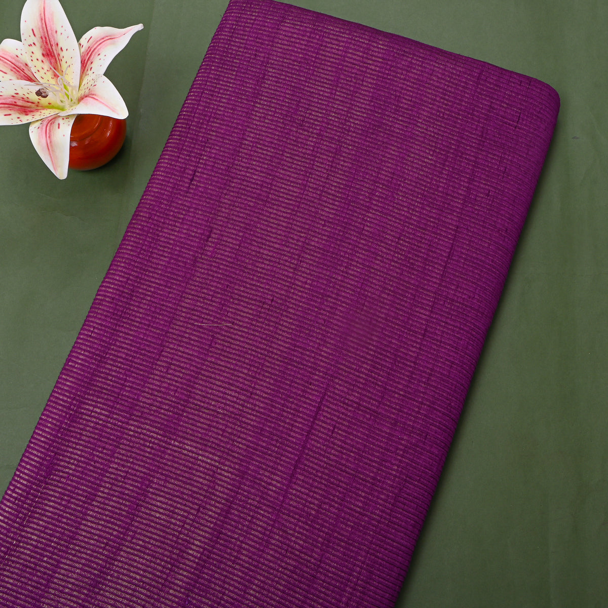 Orchid Ribbed Thread Work Jamawar Silk Fabric