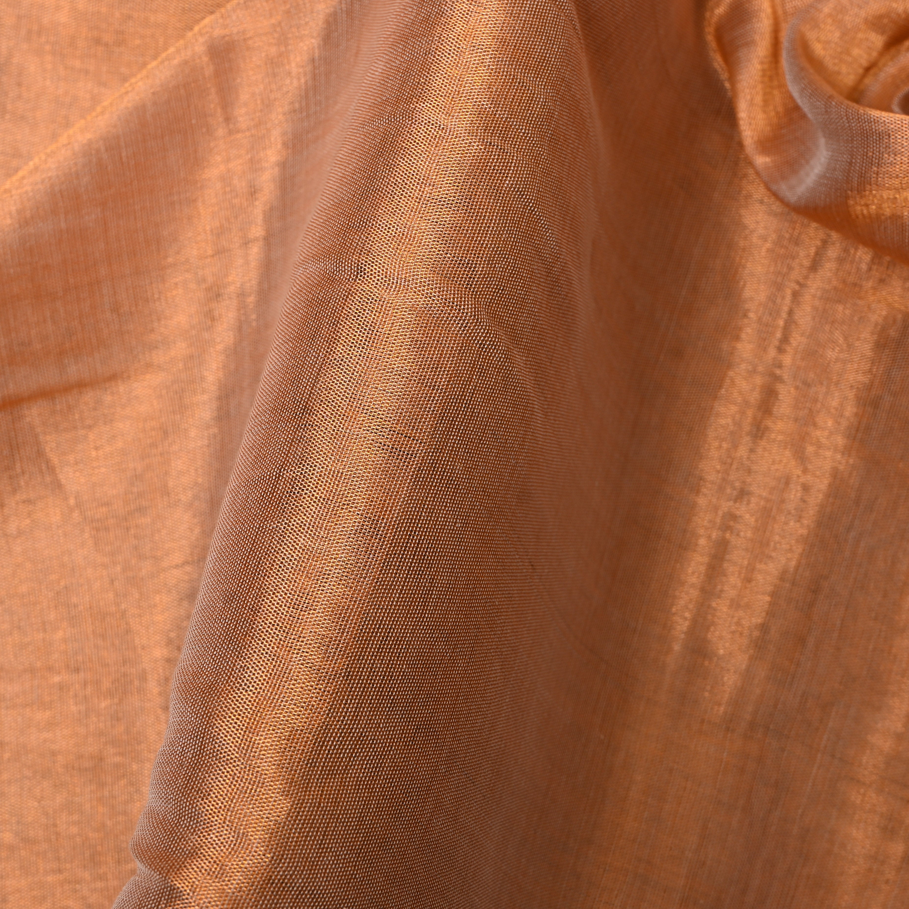 Golden Copper Plain Kanchi Tissue Fabric
