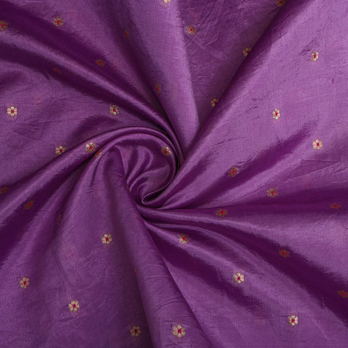 Soft Purple Gold Zari Floral Butti Banarasi Silk Fabric