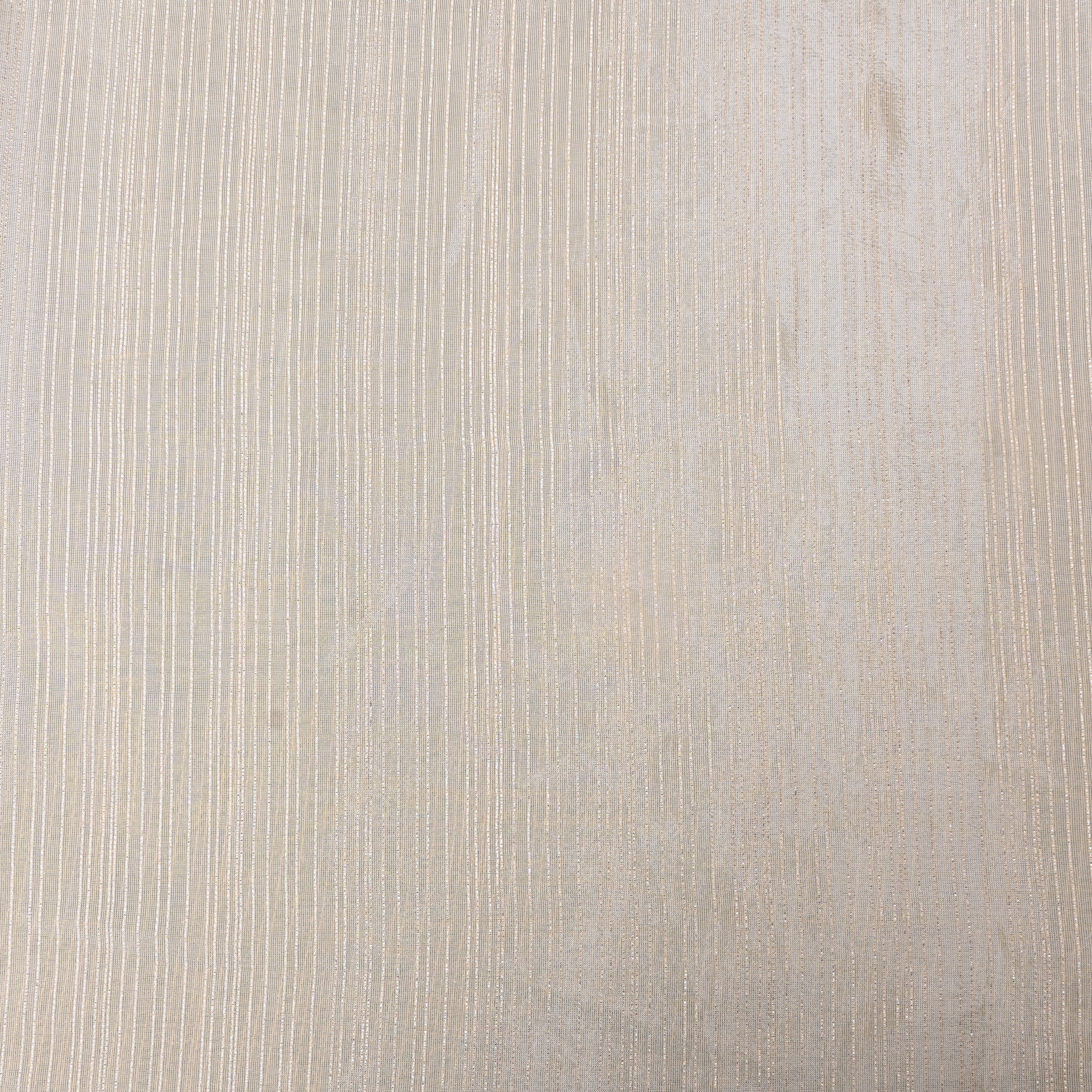 Beige Self-Stripe Jamawar Silk Fabric