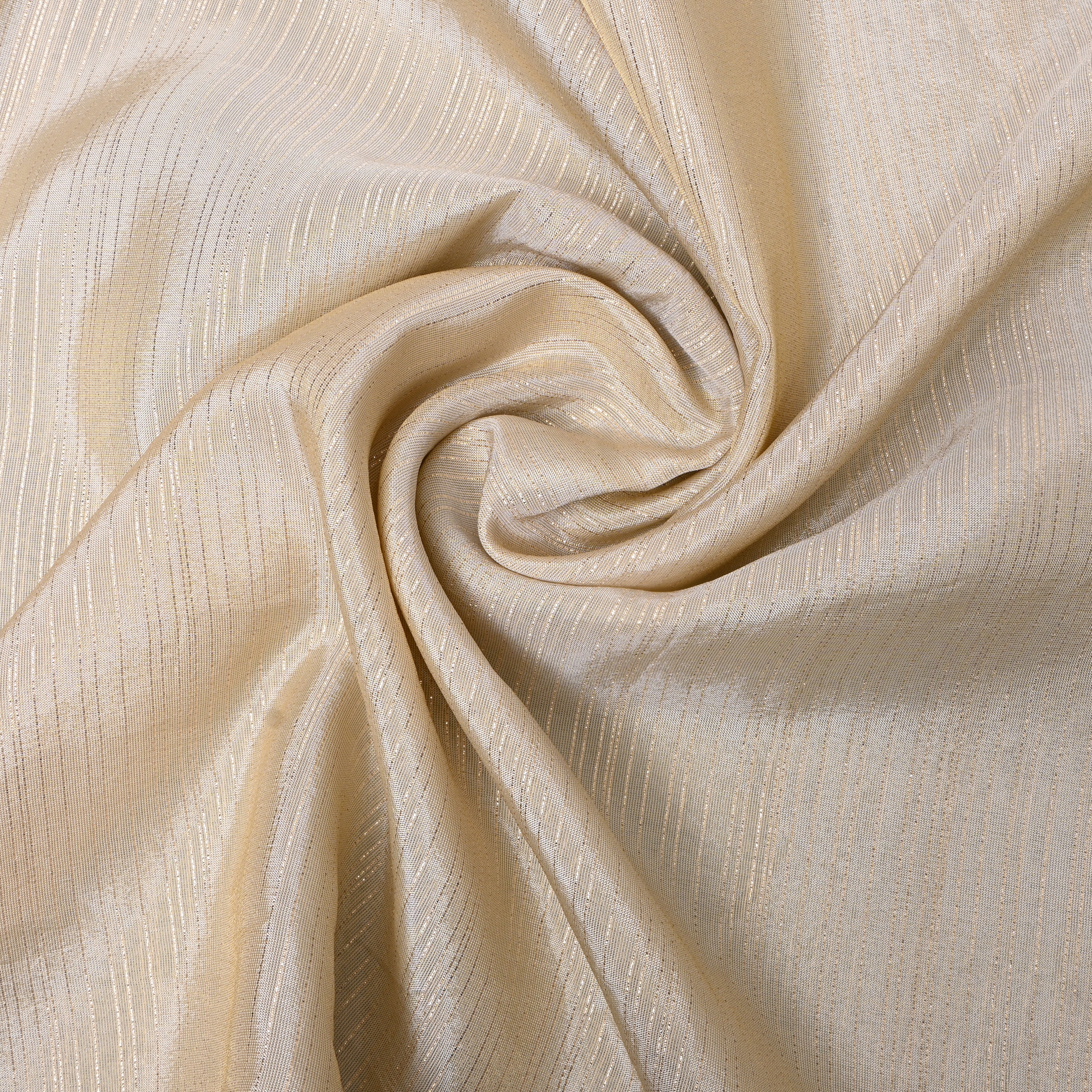 Beige Self-Stripe Jamawar Silk Fabric