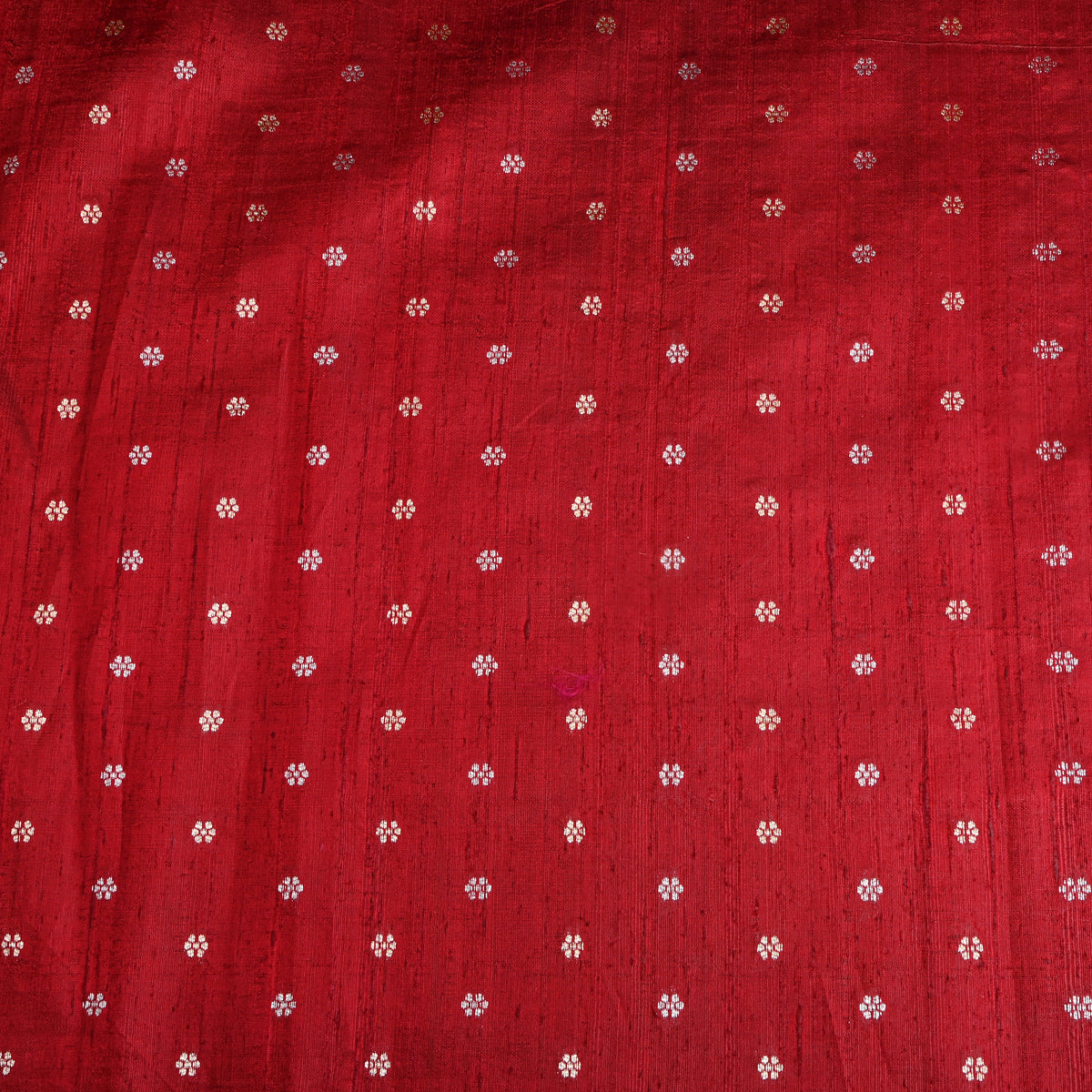 Crimson Silver Zari Floral Butti Jamawar Silk Fabric