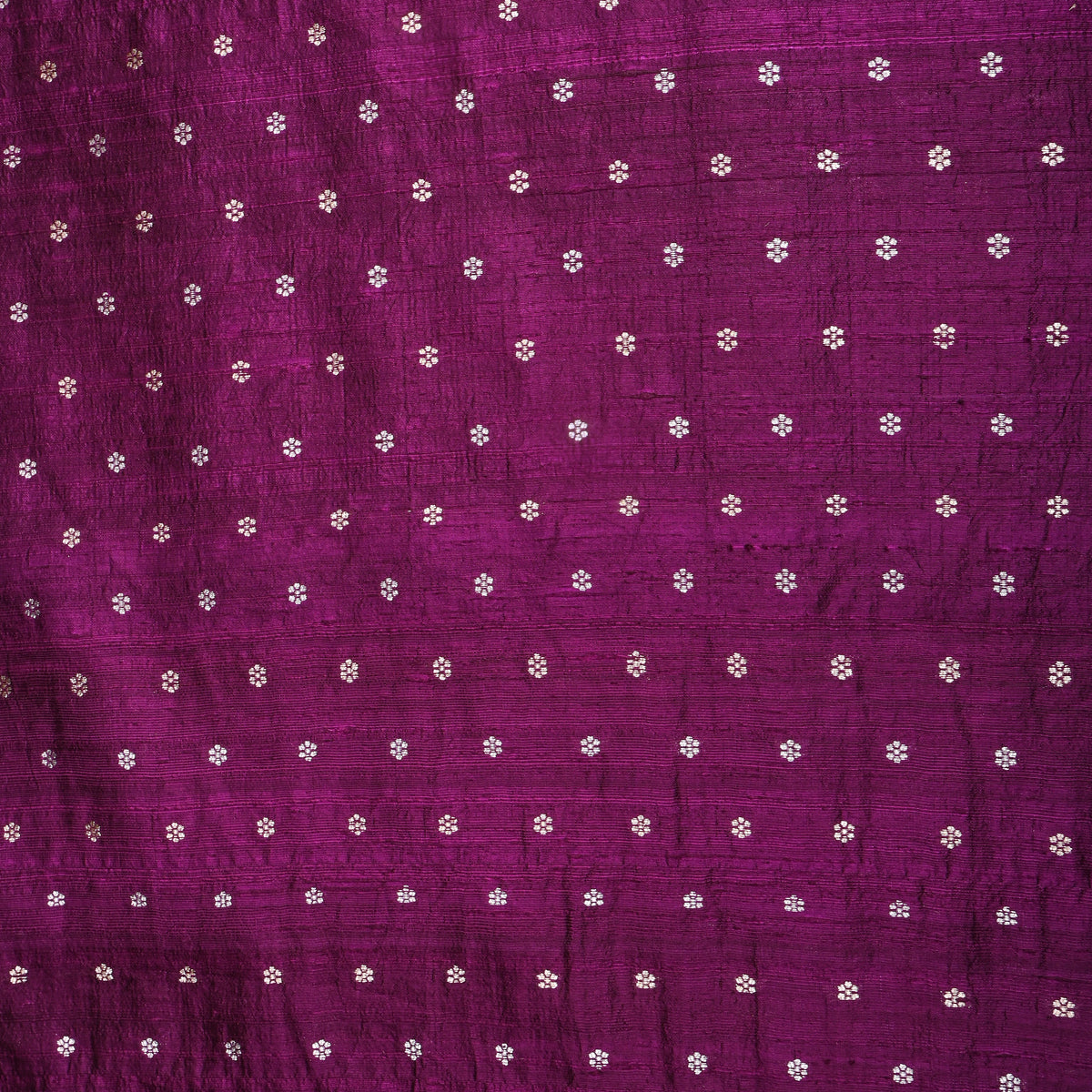 Deep Purple Silver Zari Floral Butti Jamawar Silk Fabric