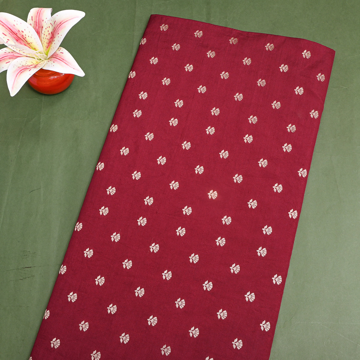 Deep Wine Banarasi Silk With Silver Butti